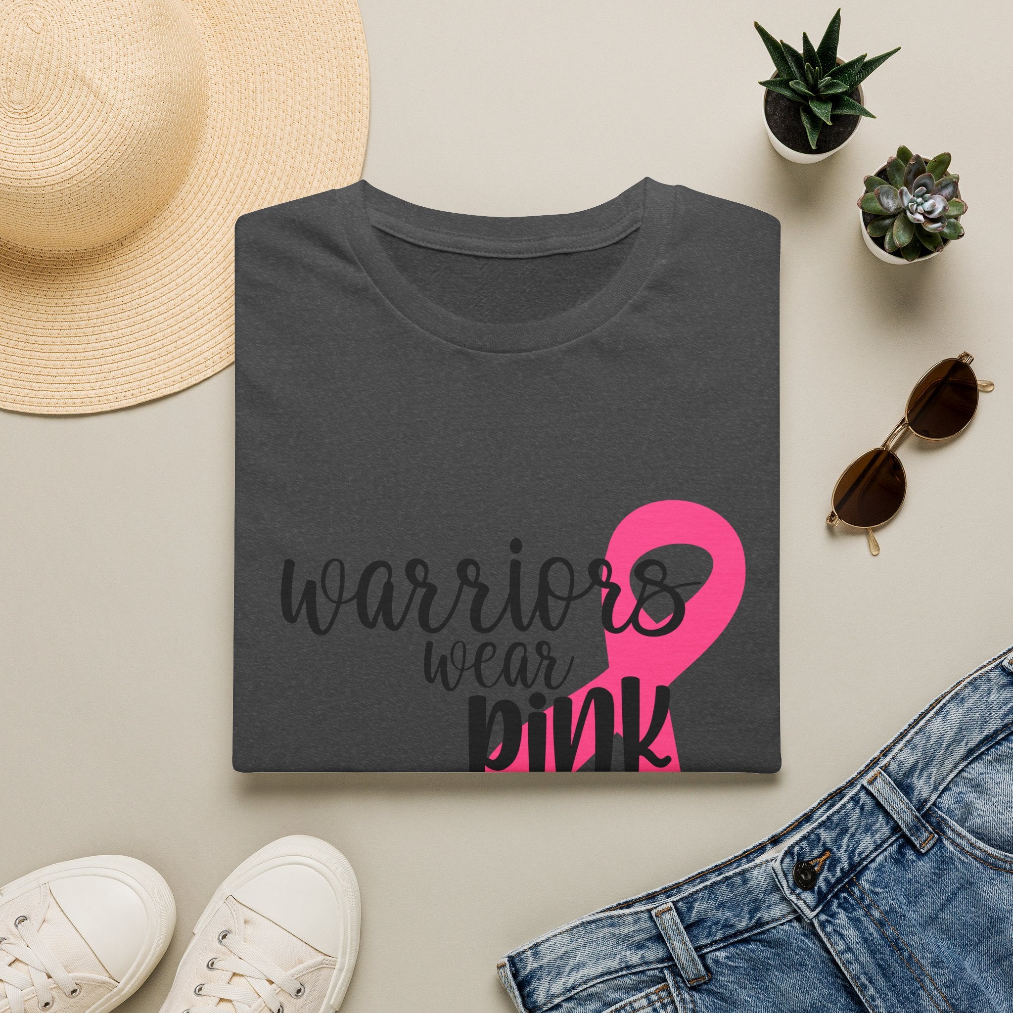 Breast Cancer Awareness T-Shirt — "Warriors Wear Pink" Ribbon Tee