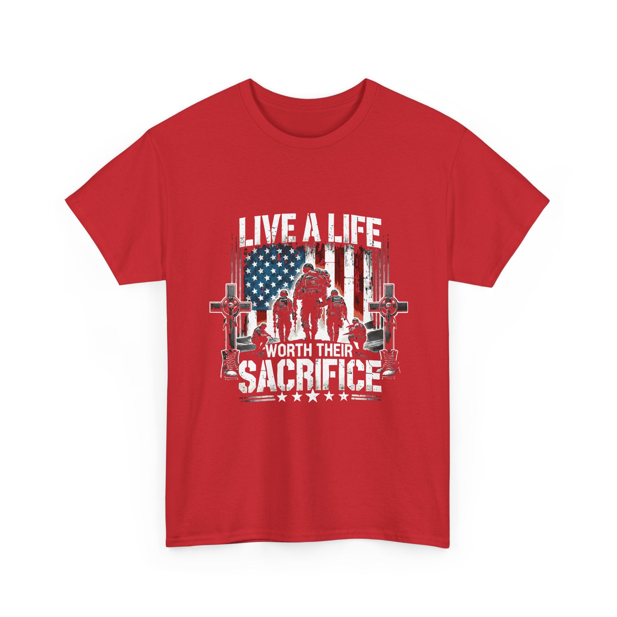 Veteran Tribute T-Shirt — "Live a Life Worth Their Sacrifice" Patriotic Tee