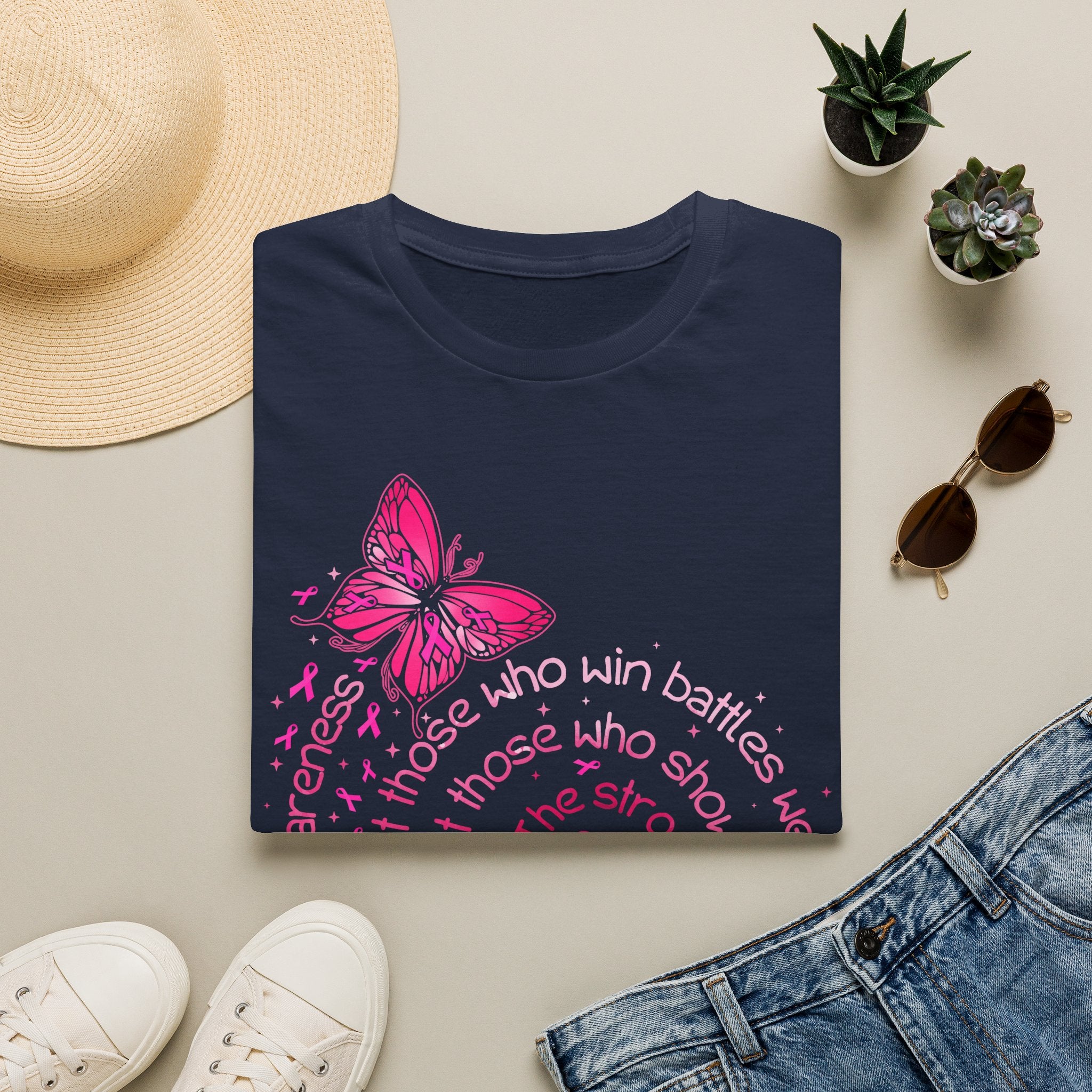 Breast Cancer Awareness Butterfly T-Shirt — Pink Ribbon Survivor Support Tee