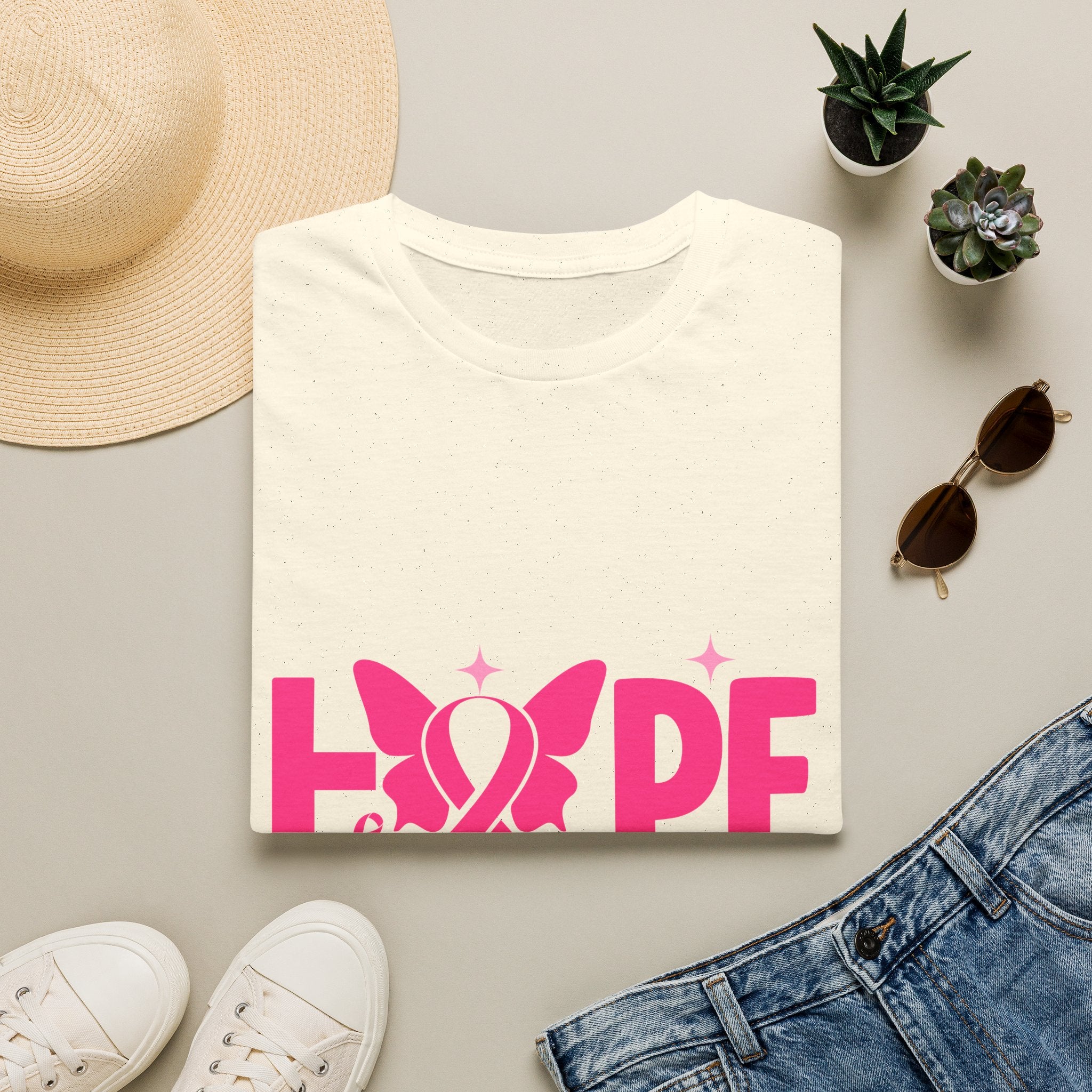 Hope Butterfly Breast Cancer Awareness T-Shirt — “Hope for my mom” Pink Ribbon Tee