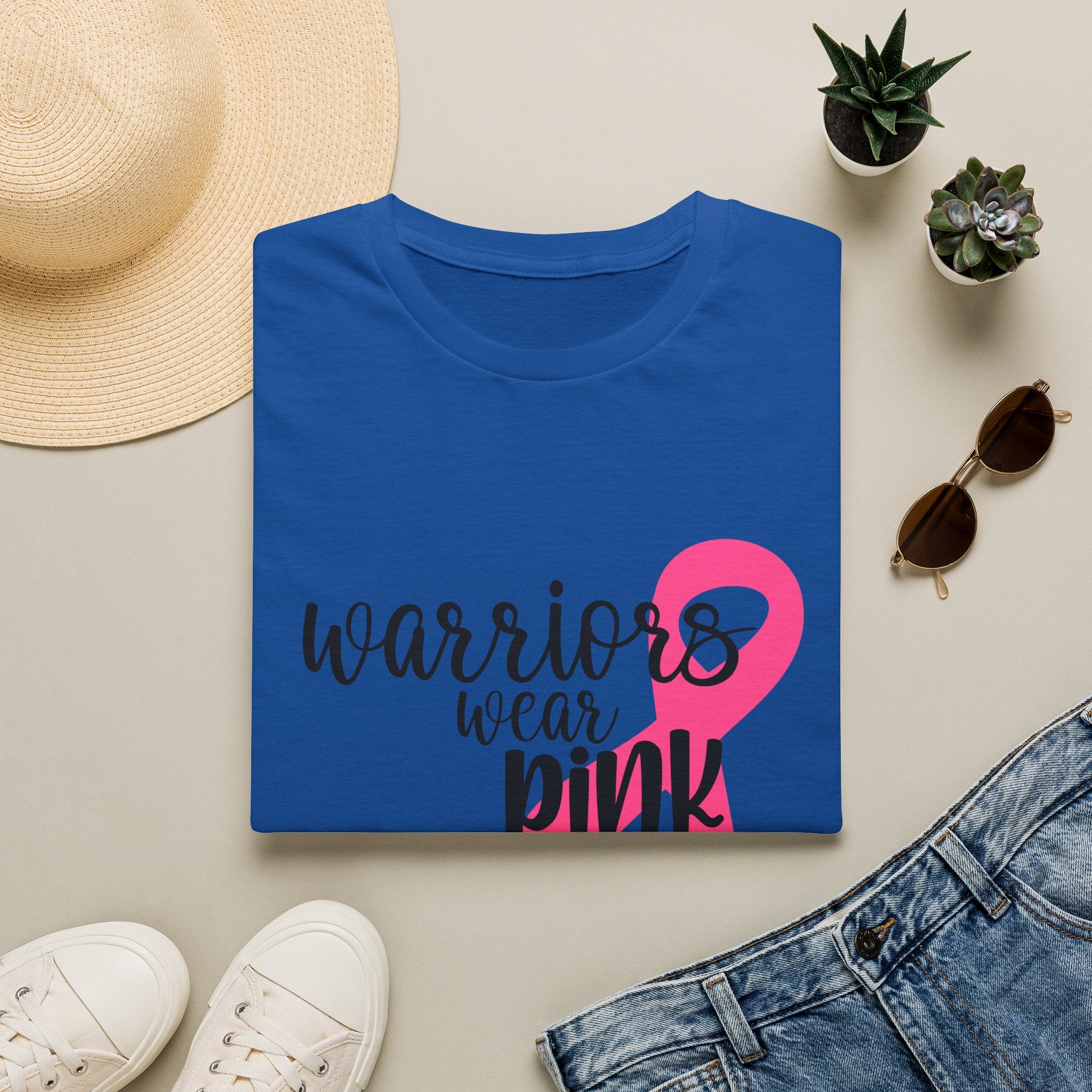 Breast Cancer Awareness T-Shirt — "Warriors Wear Pink" Ribbon Tee
