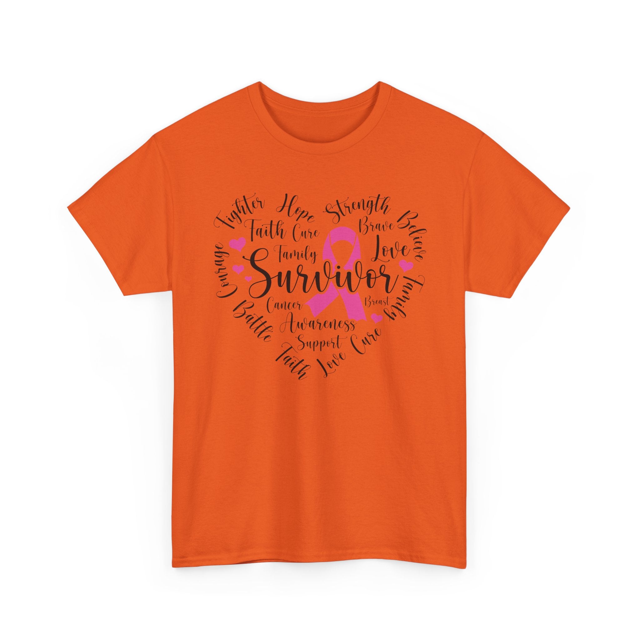Breast Cancer Survivor Heart T-Shirt – Pink Ribbon Strength Tee