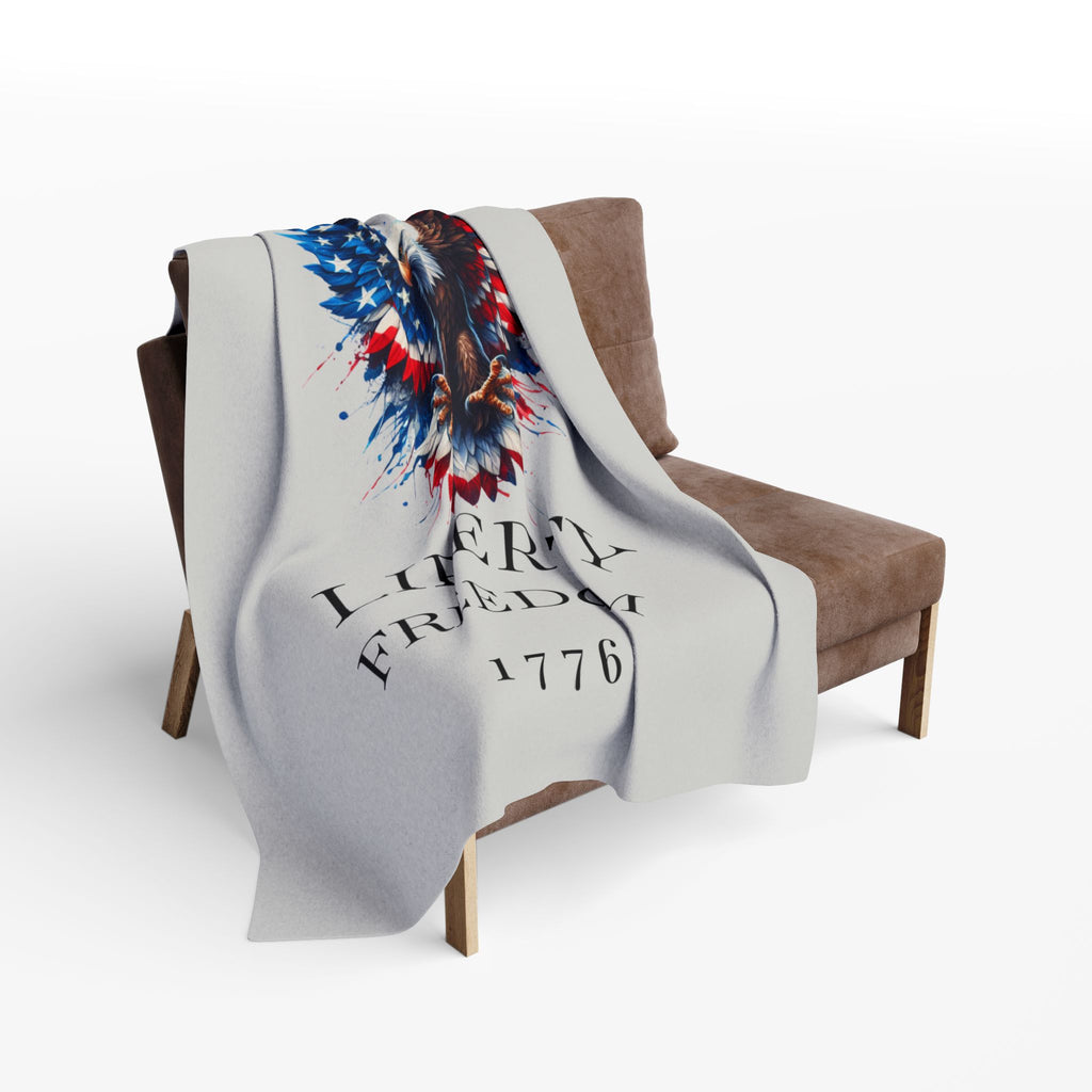 Liberty Freedom 1776 Arctic Fleece Blanket — American Flag Bald Eagle Throw