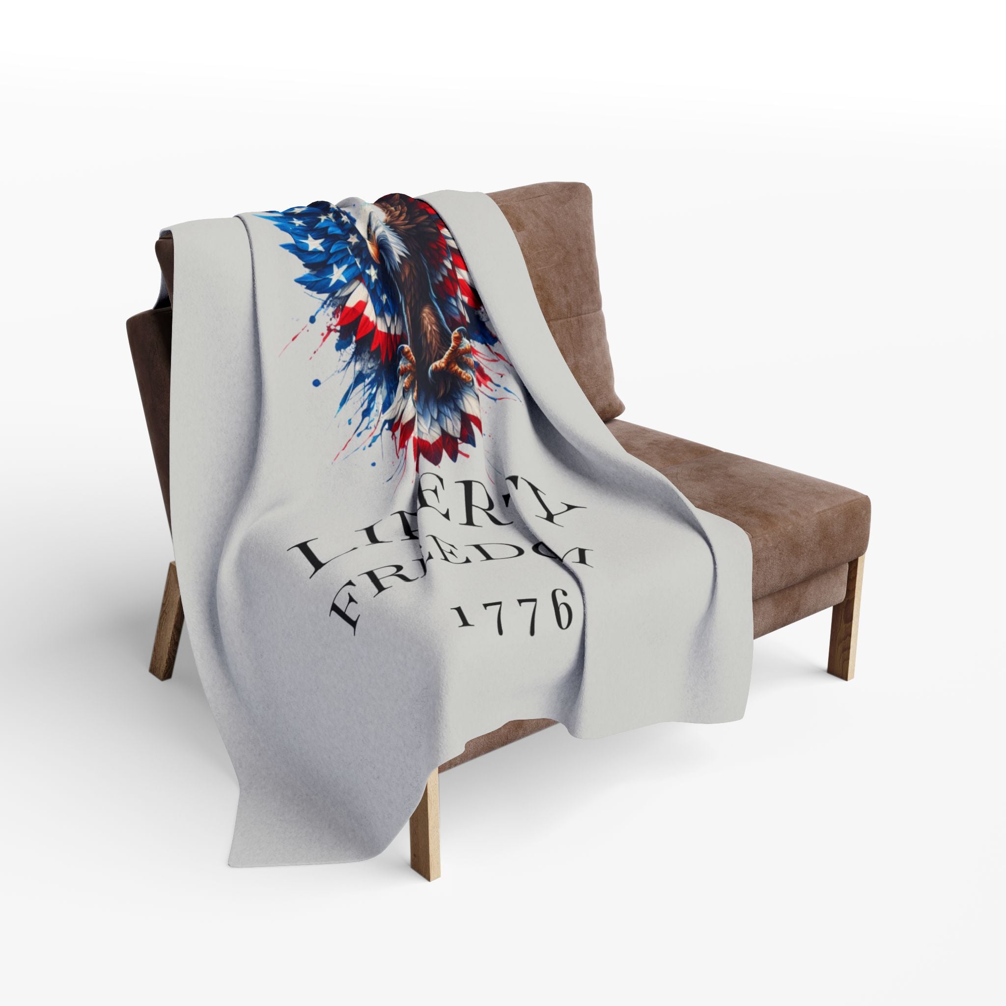Liberty Freedom 1776 Arctic Fleece Blanket — American Flag Bald Eagle Throw