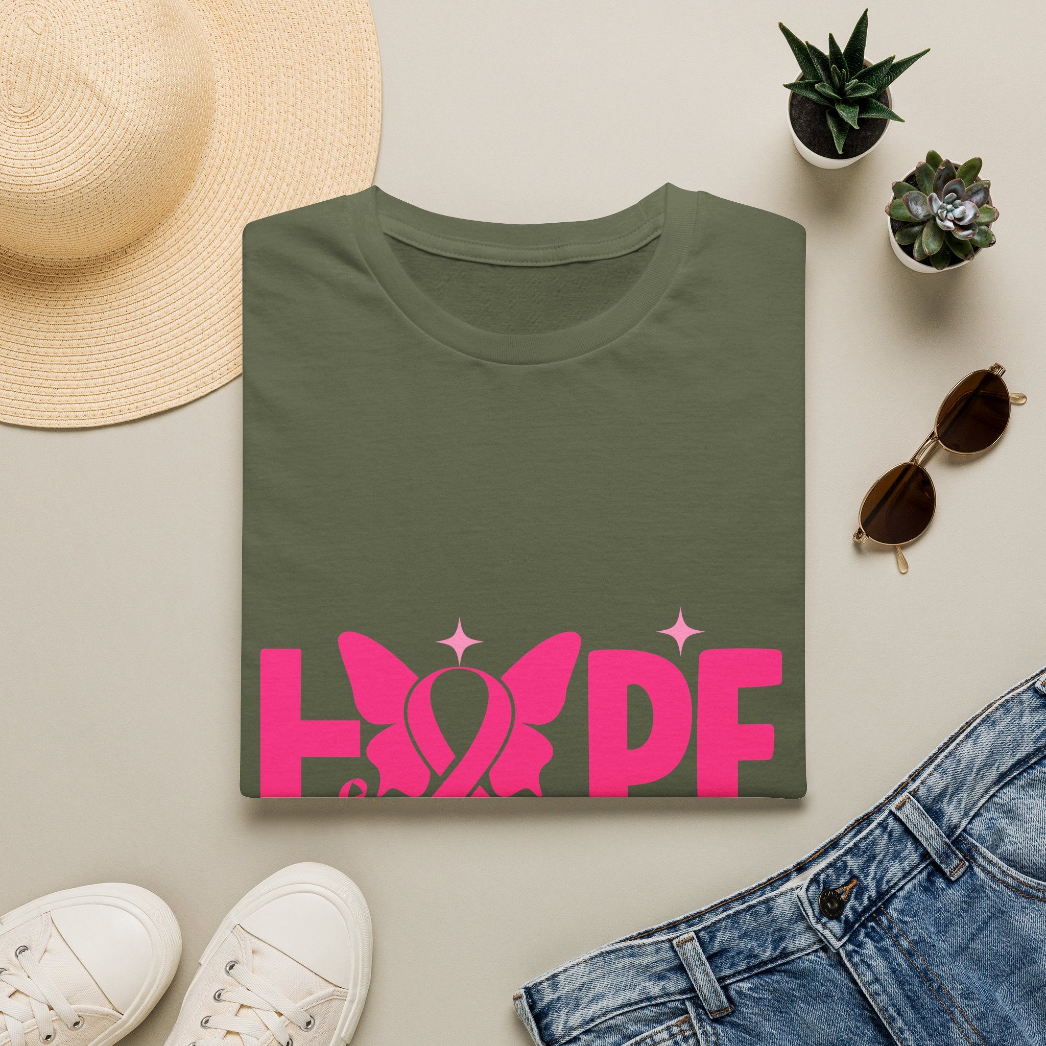 Hope Butterfly Breast Cancer Awareness T-Shirt — “Hope for my mom” Pink Ribbon Tee