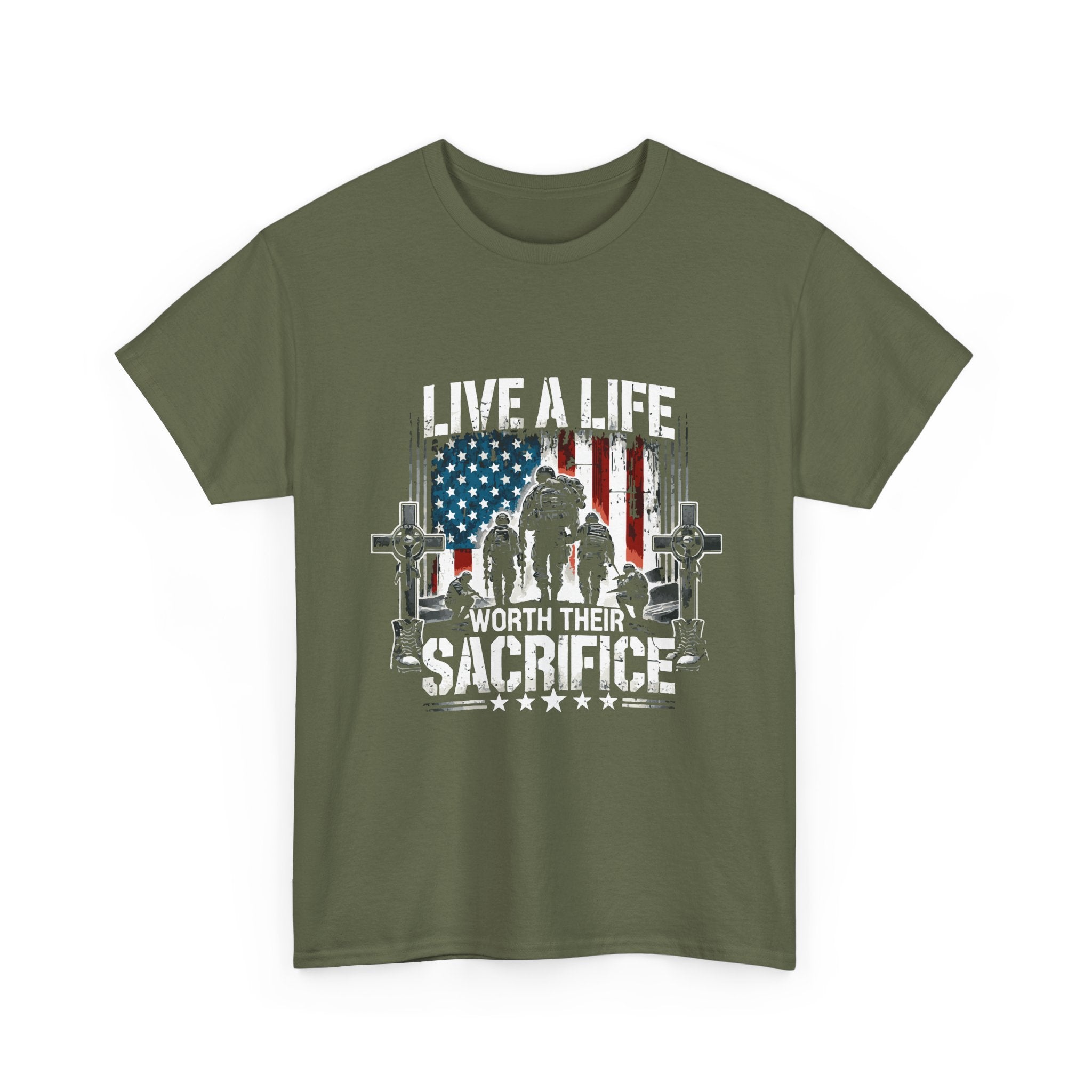 Veteran Tribute T-Shirt — "Live a Life Worth Their Sacrifice" Patriotic Tee