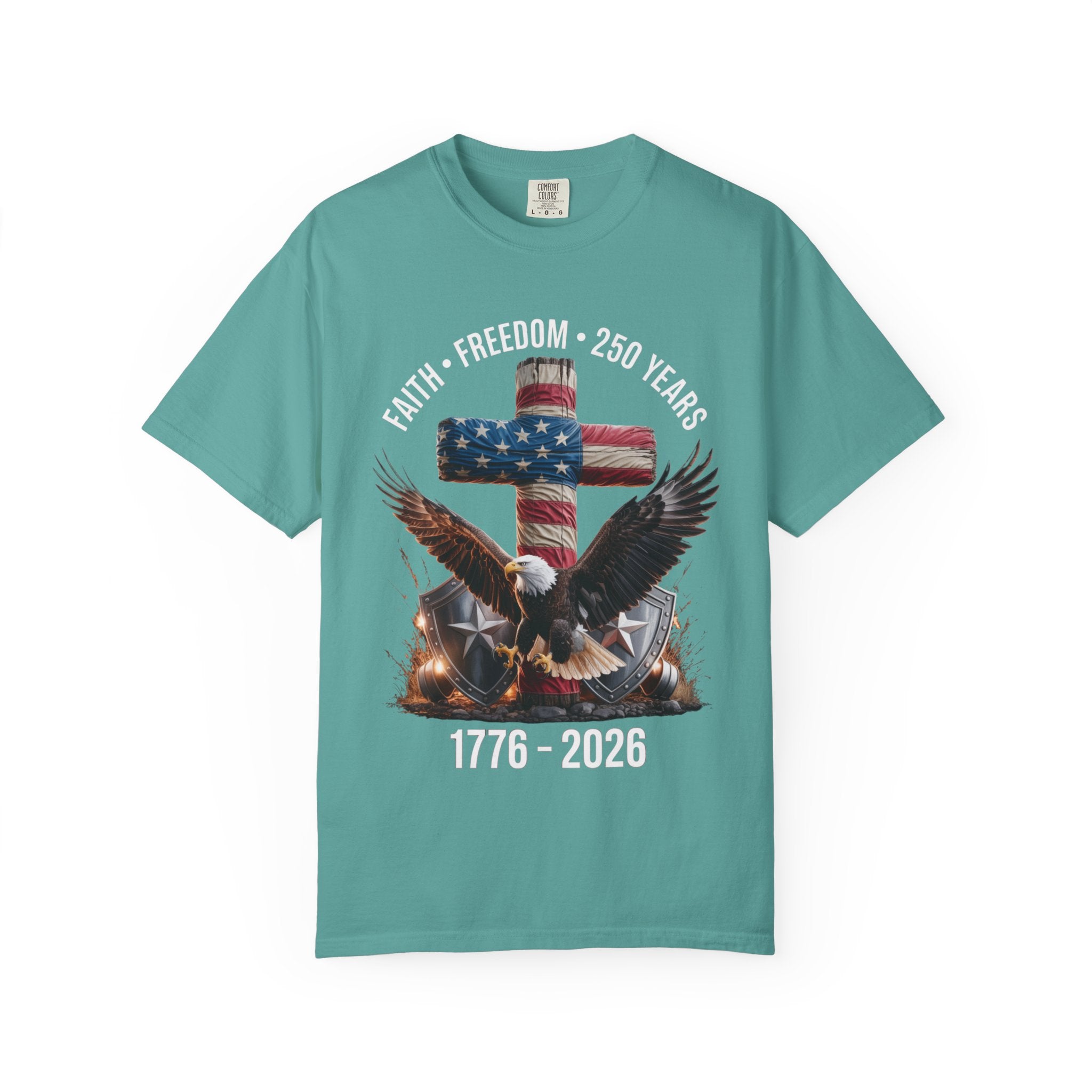Unisex Garment-Dyed T-shirt Faith Freedom America USA Patriotic