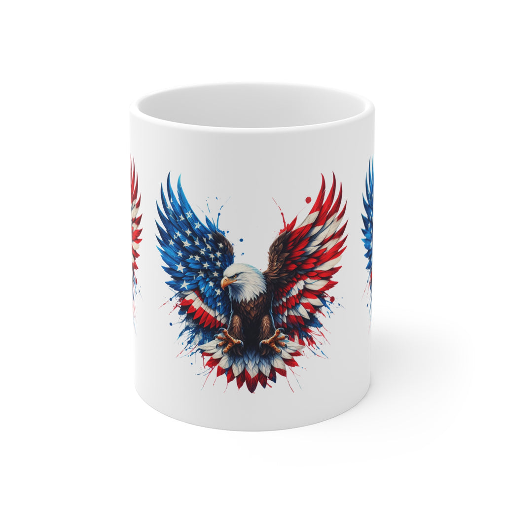 Patriotic Eagle Mug — American Flag Wings 11oz Coffee Cup