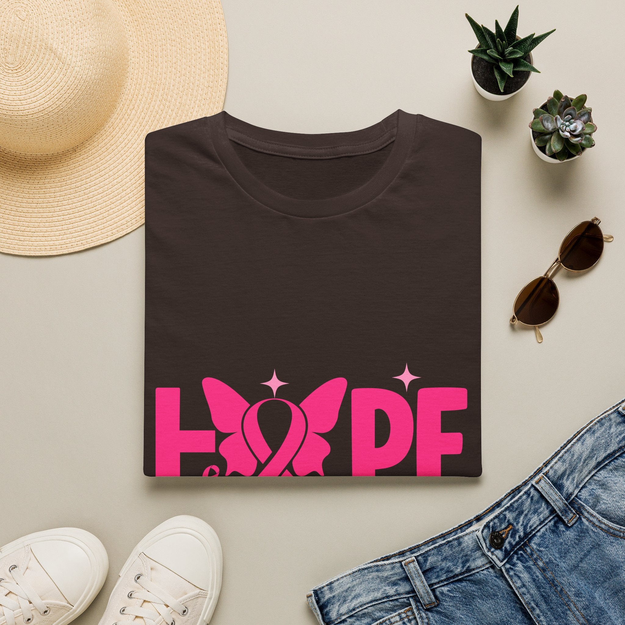 Hope Butterfly Breast Cancer Awareness T-Shirt — “Hope for my mom” Pink Ribbon Tee