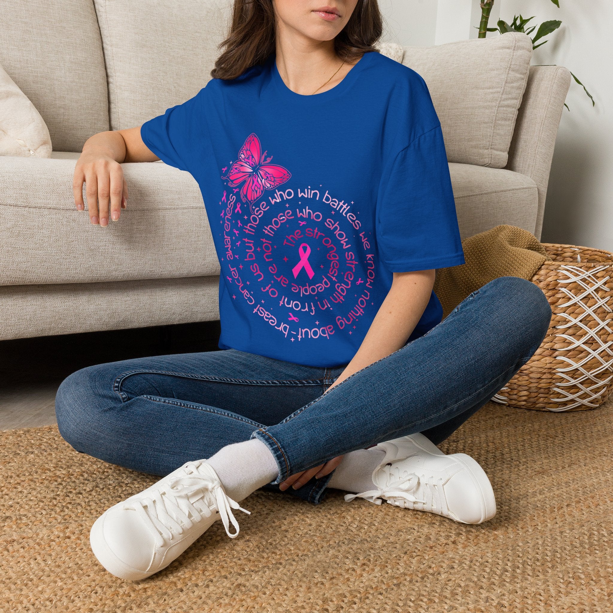 Breast Cancer Awareness Butterfly T-Shirt — Pink Ribbon Survivor Support Tee