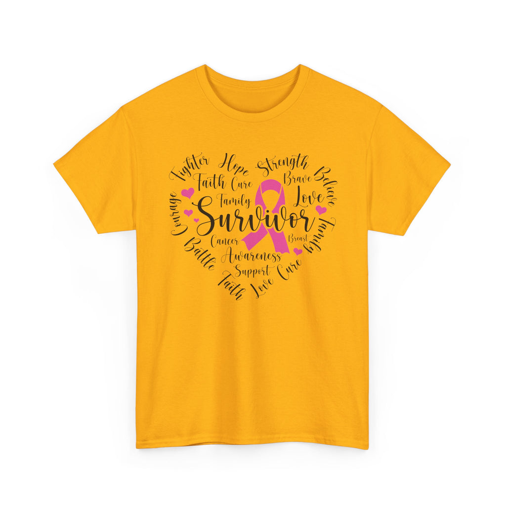 Breast Cancer Survivor Heart T-Shirt – Pink Ribbon Strength Tee