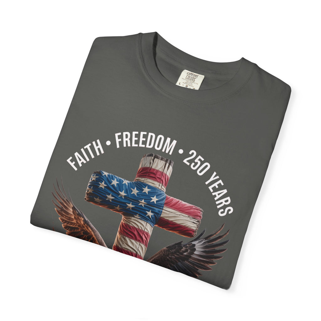 Unisex Garment-Dyed T-shirt Faith Freedom America USA Patriotic