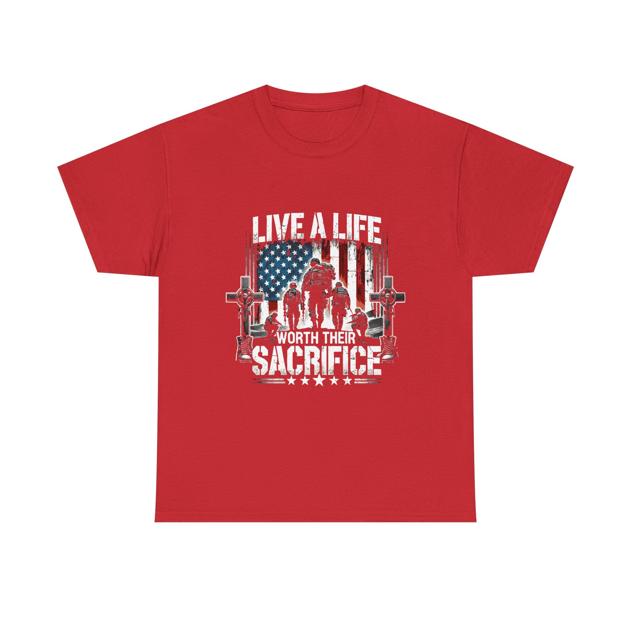 Veteran Tribute T-Shirt — "Live a Life Worth Their Sacrifice" Patriotic Tee