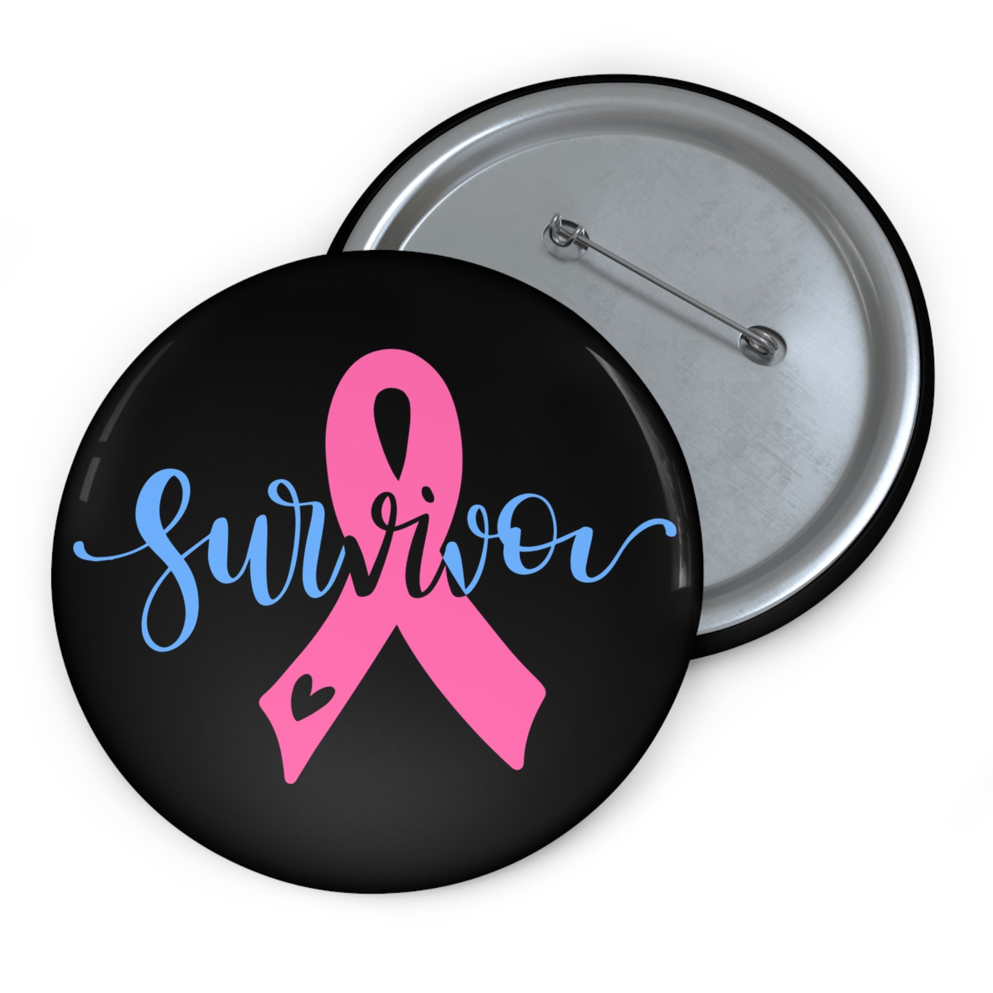 Survivor Pink Ribbon Pin Button — Breast Cancer Awareness Lapel Pin