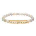 Engravable Natural Stone Stretch Bracelet — Customizable Bar Bead Bracelet