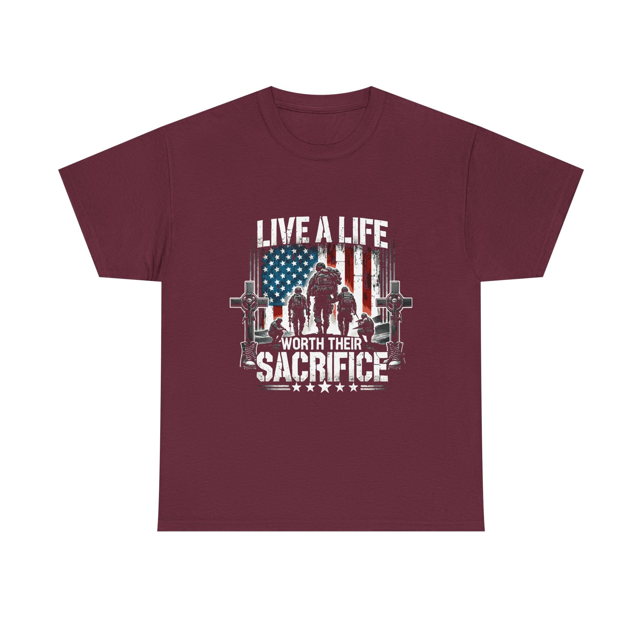 Veteran Tribute T-Shirt — "Live a Life Worth Their Sacrifice" Patriotic Tee
