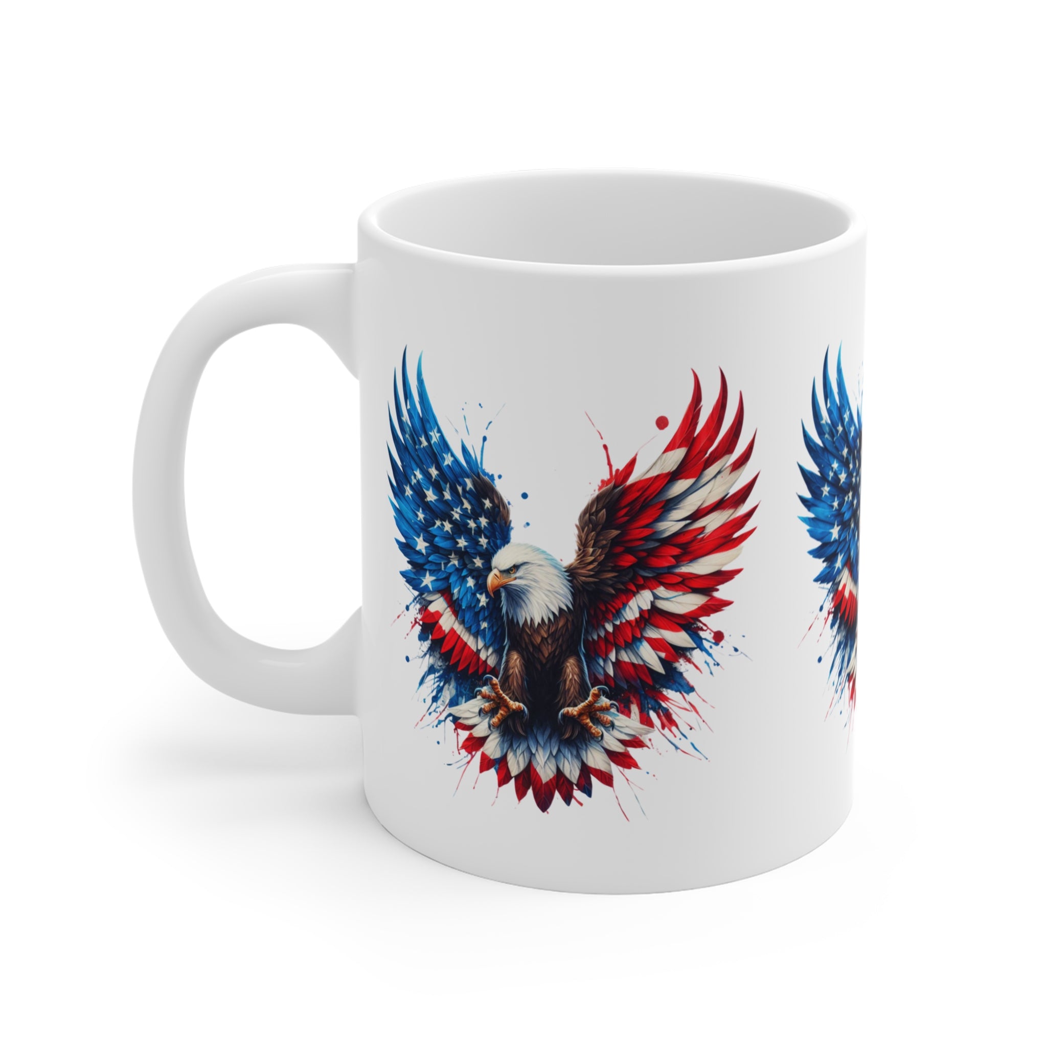 Patriotic Eagle Mug — American Flag Wings 11oz Coffee Cup