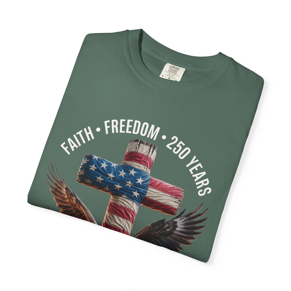 Unisex Garment-Dyed T-shirt Faith Freedom America USA Patriotic