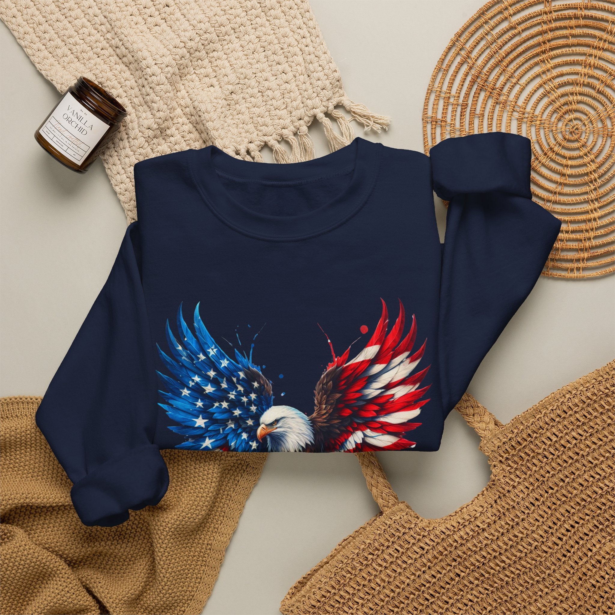 American Flag Bald Eagle Crewneck Sweatshirt USA