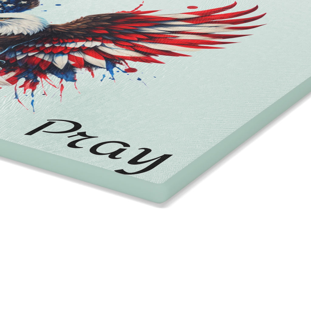 Patriotic Bald Eagle Glass Cutting Board – American Flag Kitchen Prep Board