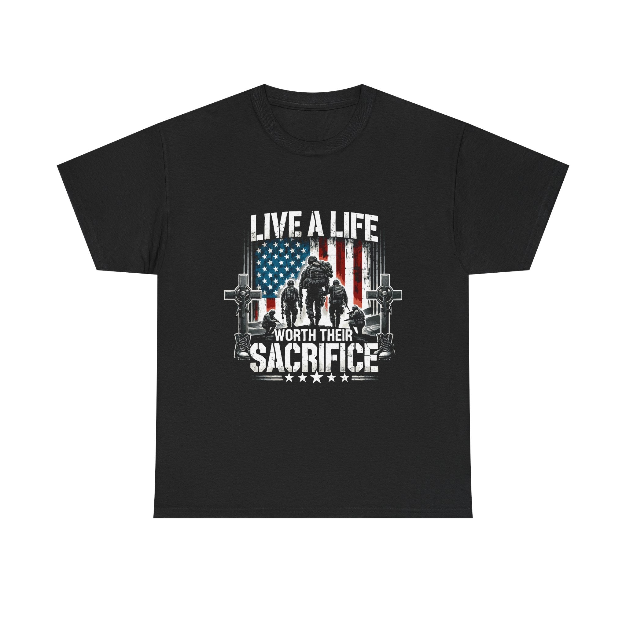 Veteran Tribute T-Shirt — "Live a Life Worth Their Sacrifice" Patriotic Tee