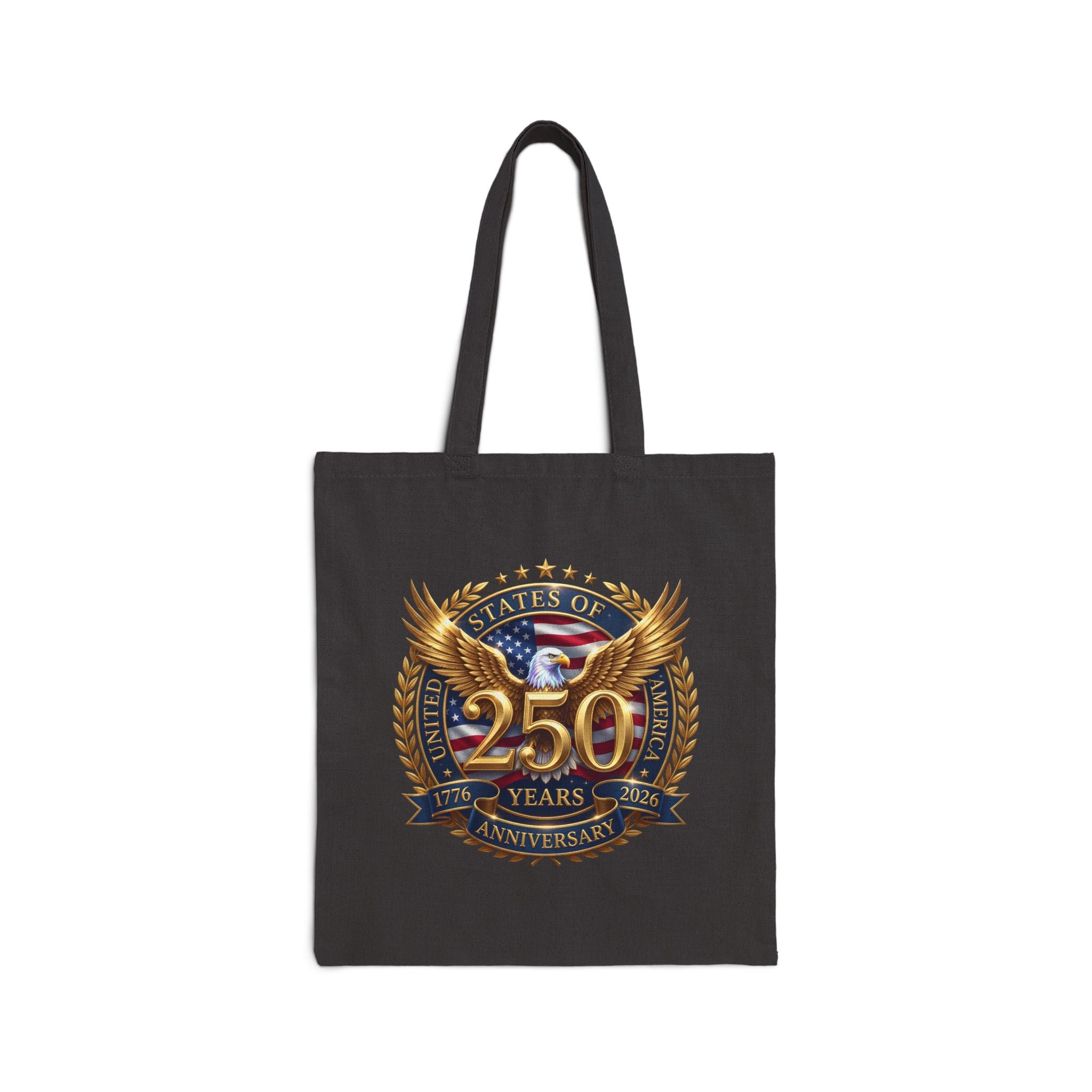 250 Years Anniversary Eagle Shield Cotton Tote Bag – Patriotic Commemorative Tote