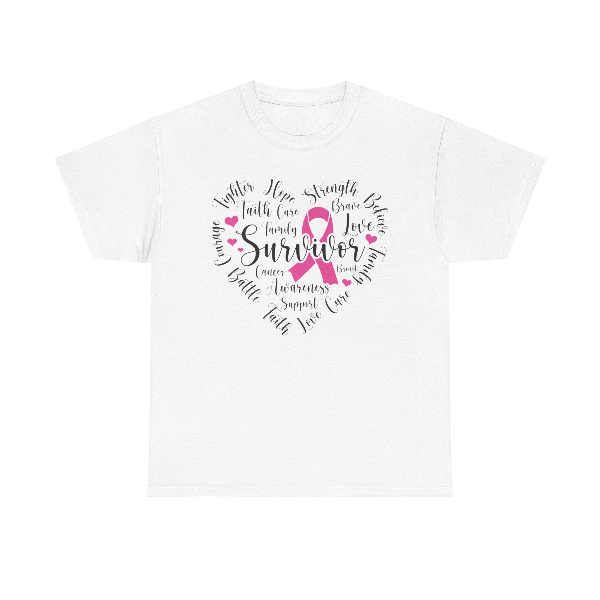 Breast Cancer Survivor Heart T-Shirt – Pink Ribbon Strength Tee