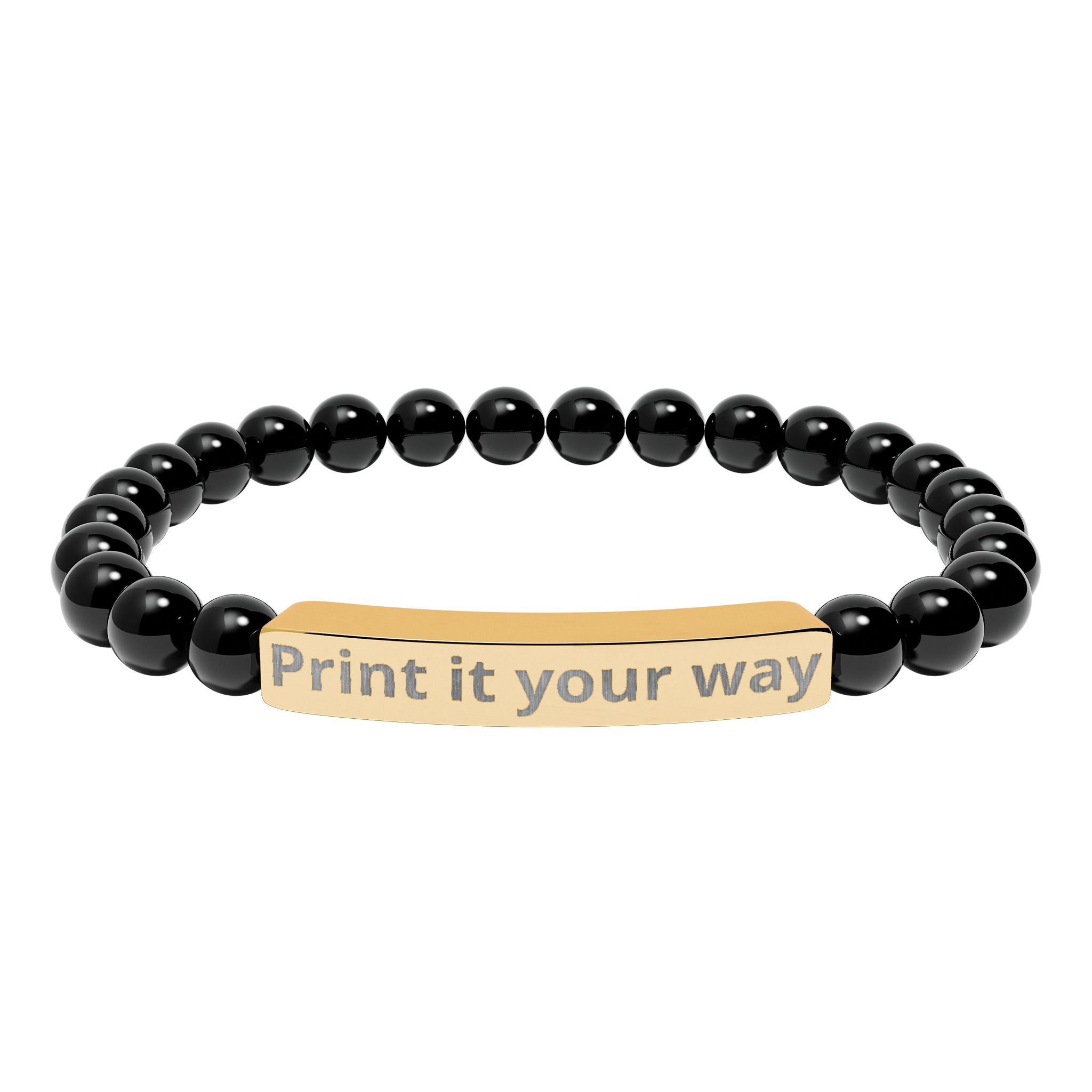 Engravable Natural Stone Stretch Bracelet — Customizable Bar Bead Bracelet