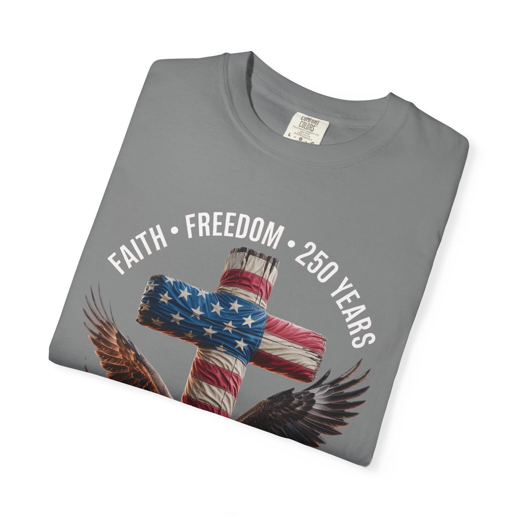 Unisex Garment-Dyed T-shirt Faith Freedom America USA Patriotic