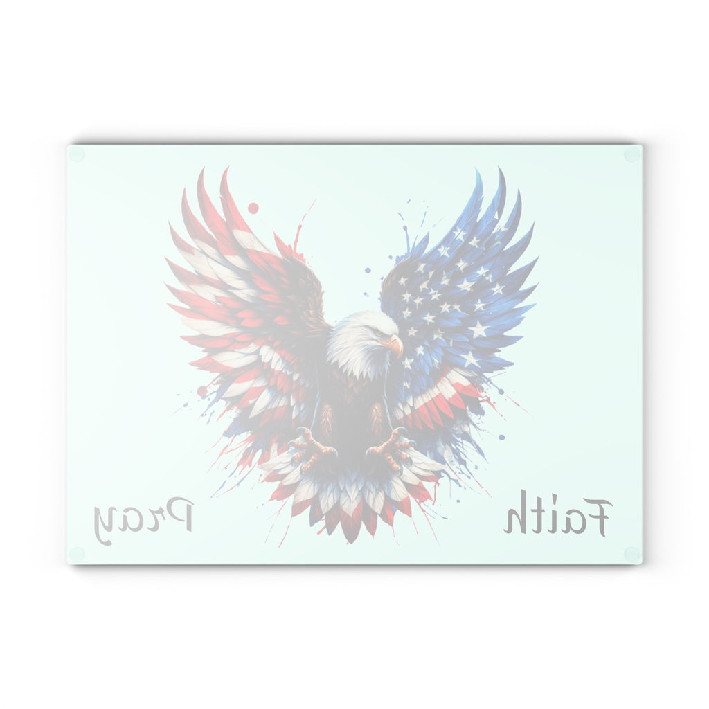 Patriotic Bald Eagle Glass Cutting Board – American Flag Kitchen Prep Board