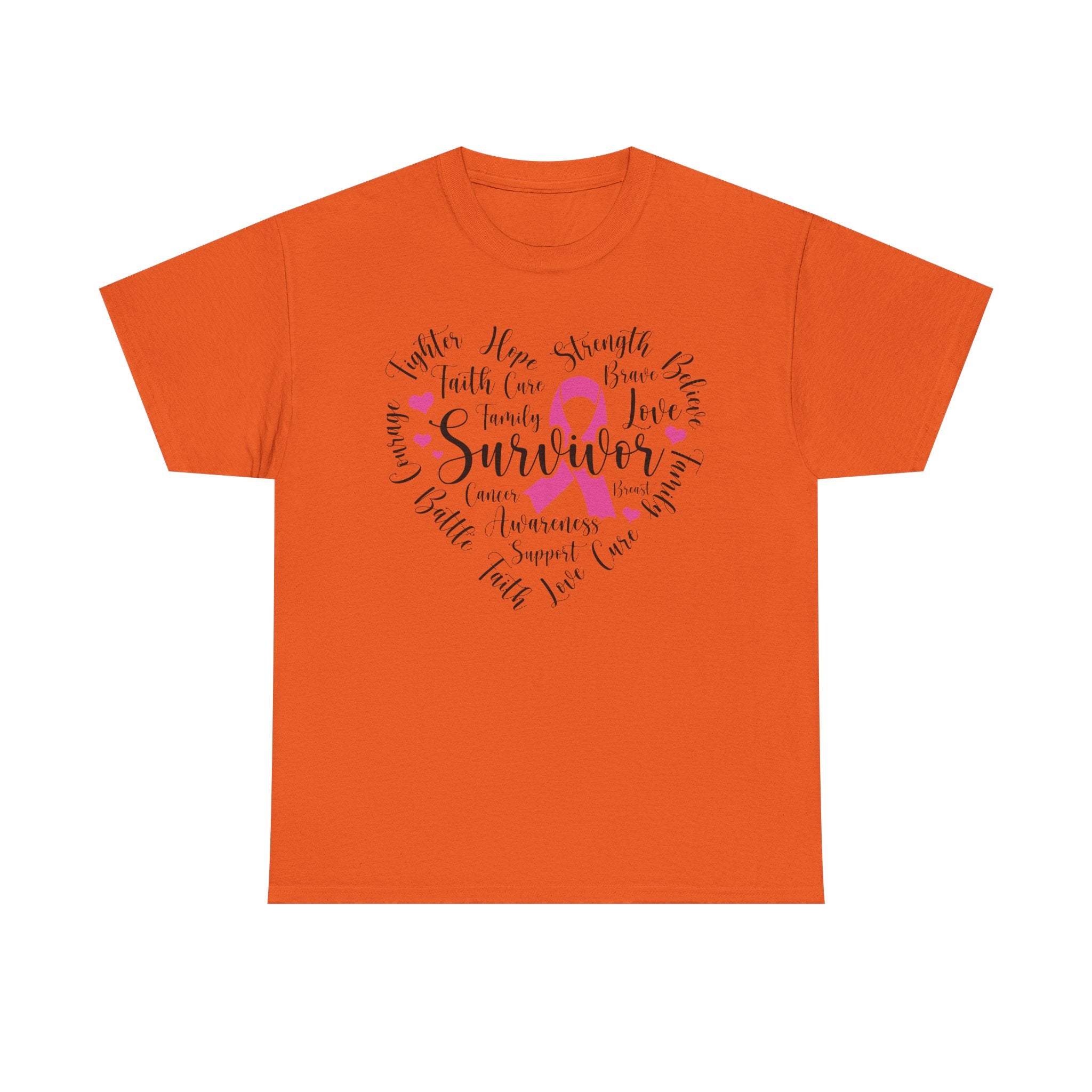 Breast Cancer Survivor Heart T-Shirt – Pink Ribbon Strength Tee