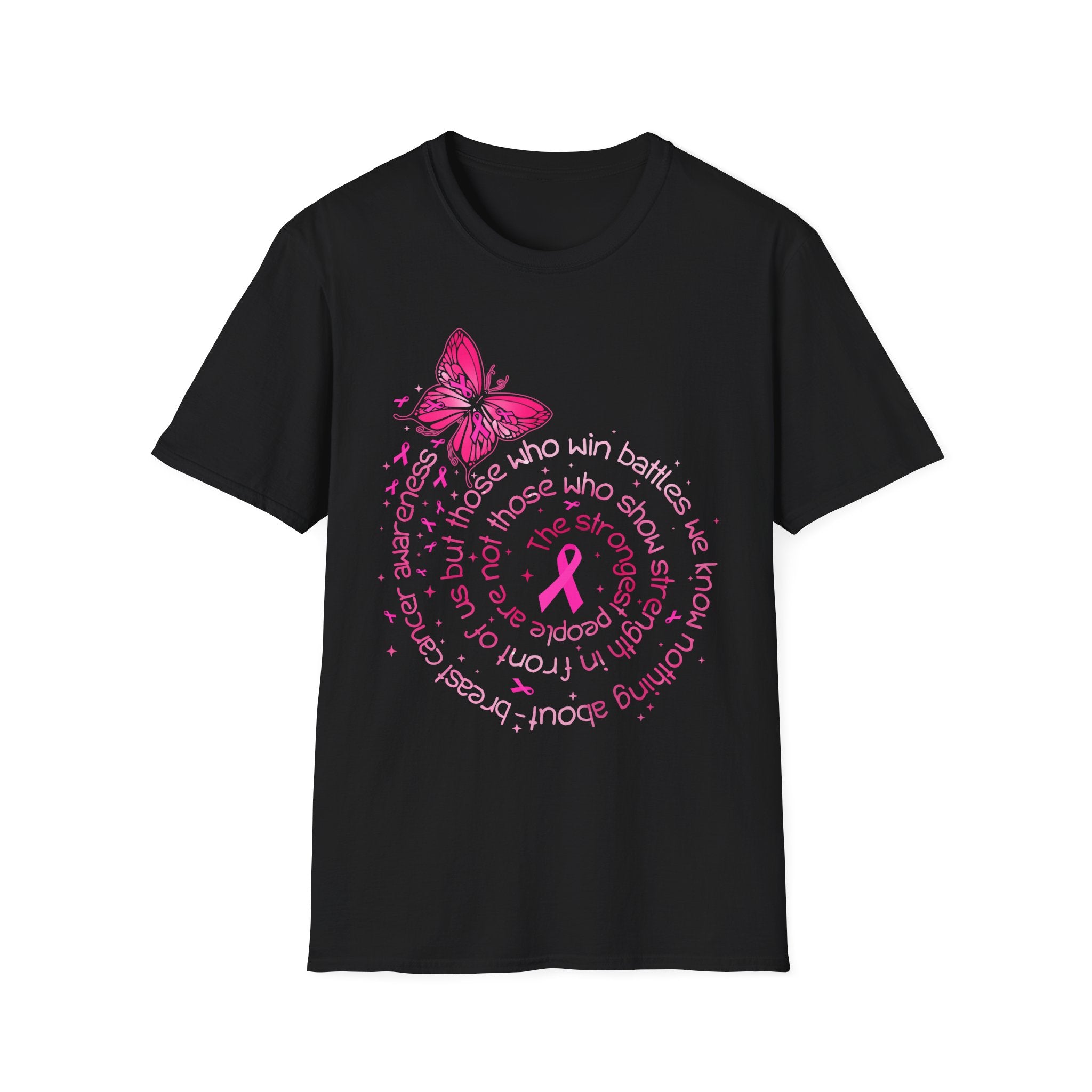 Breast Cancer Awareness Butterfly T-Shirt — Pink Ribbon Survivor Support Tee