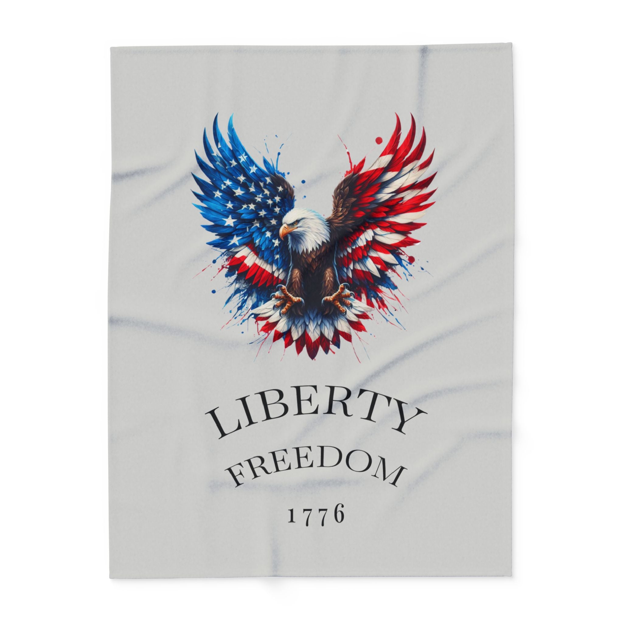 Liberty Freedom 1776 Arctic Fleece Blanket — American Flag Bald Eagle Throw