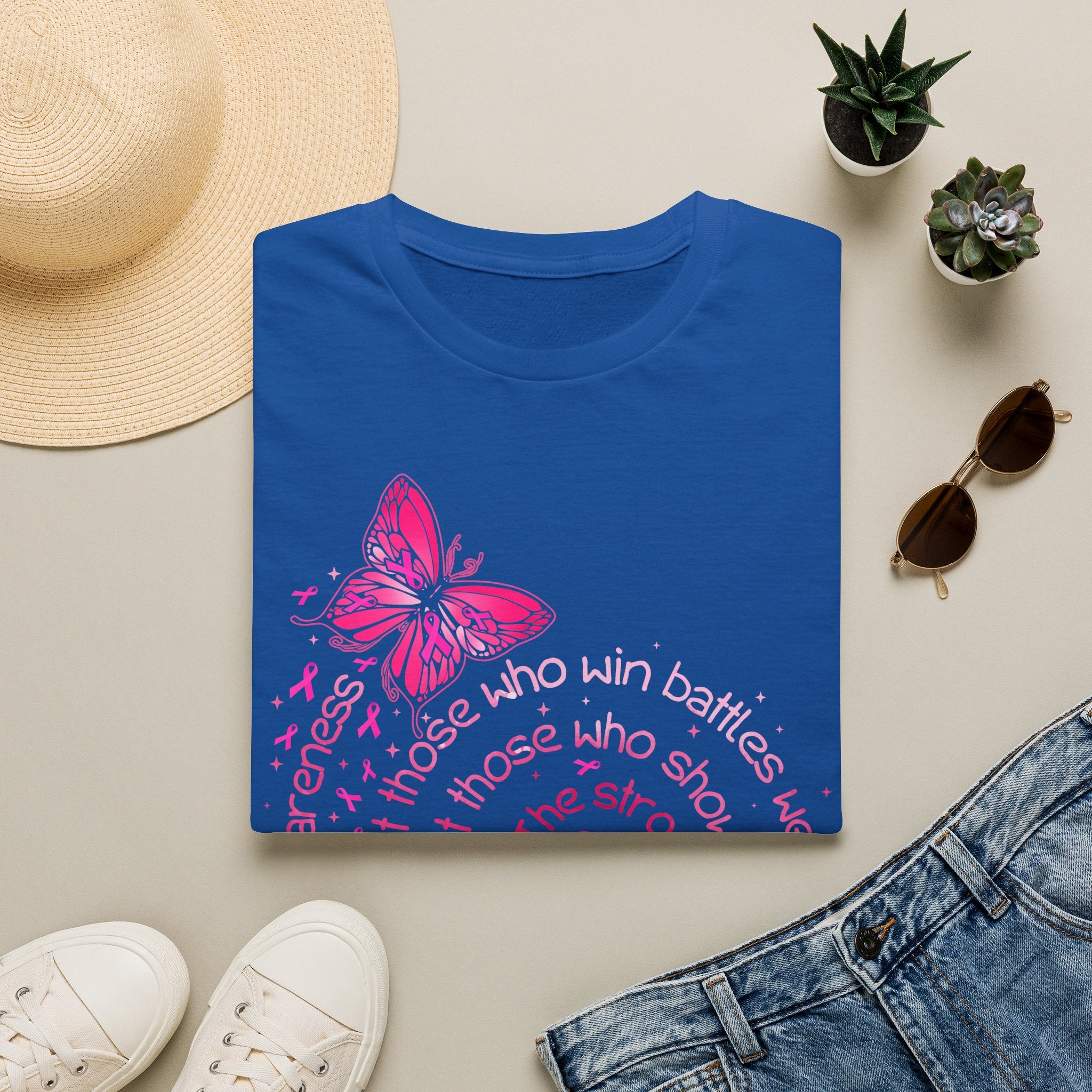 Breast Cancer Awareness Butterfly T-Shirt — Pink Ribbon Survivor Support Tee