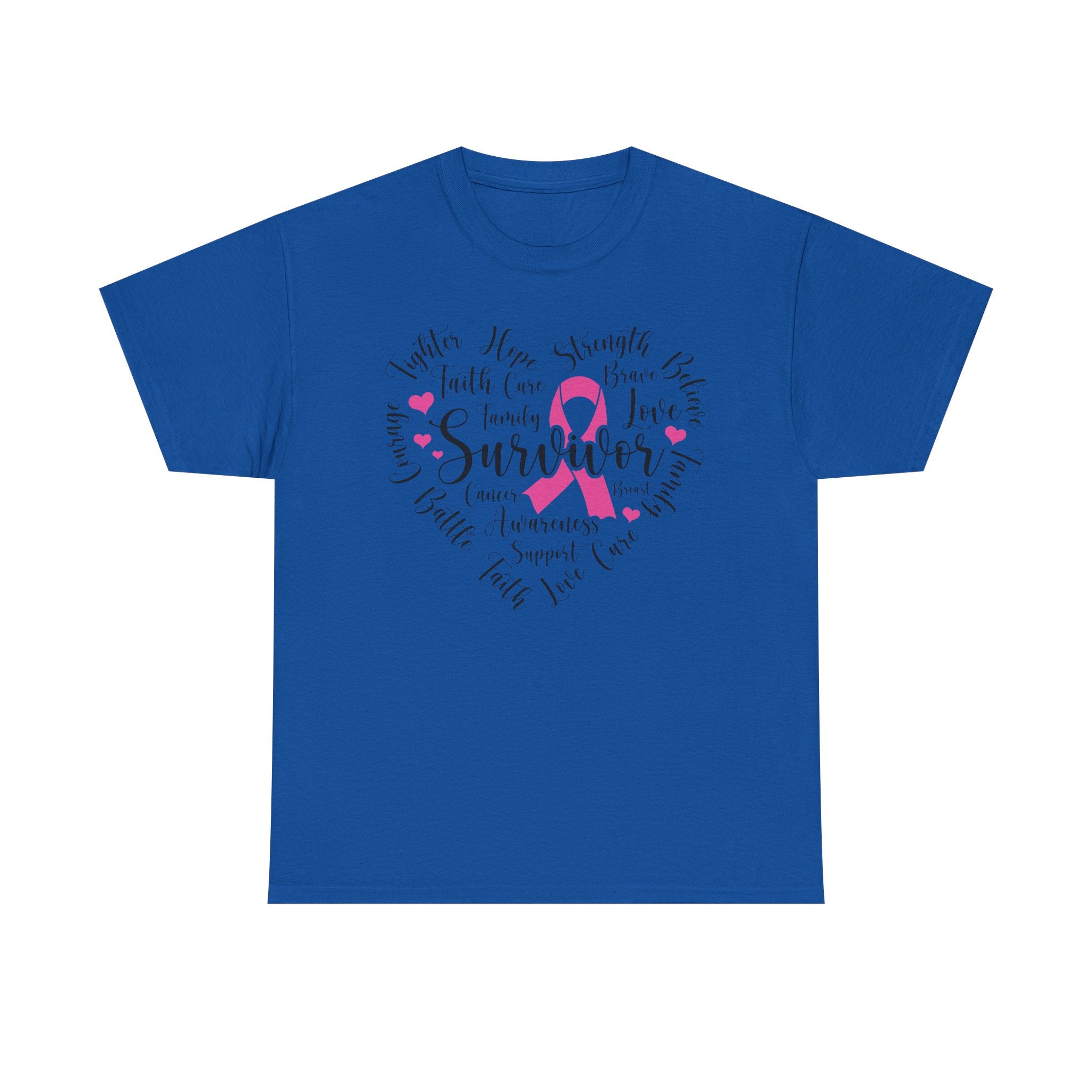 Breast Cancer Survivor Heart T-Shirt – Pink Ribbon Strength Tee