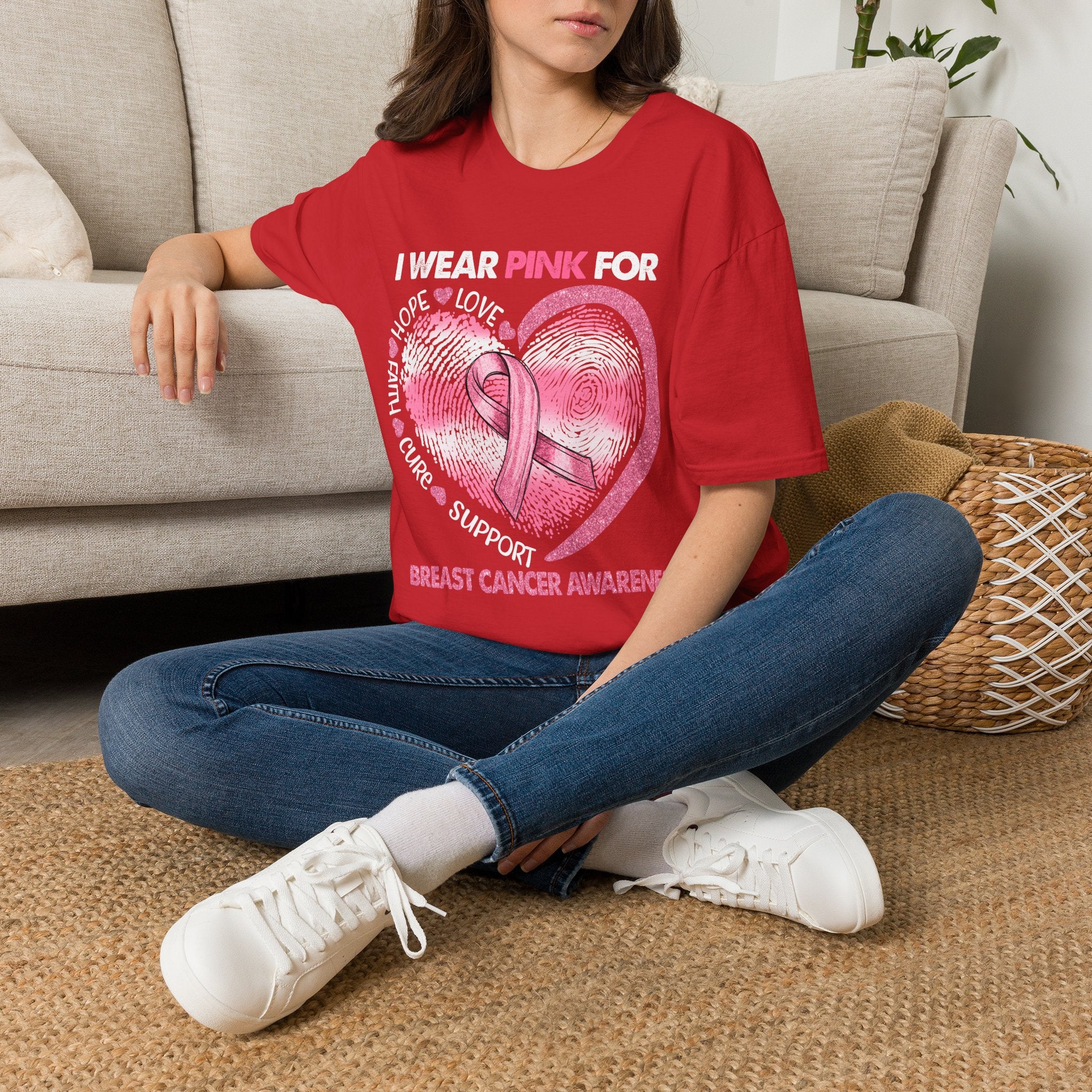 Unisex Softstyle T-Shirt Breast Cancer Awareness Heart