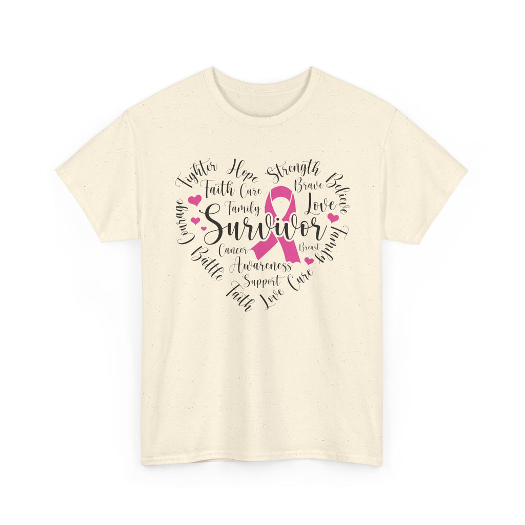 Breast Cancer Survivor Heart T-Shirt – Pink Ribbon Strength Tee