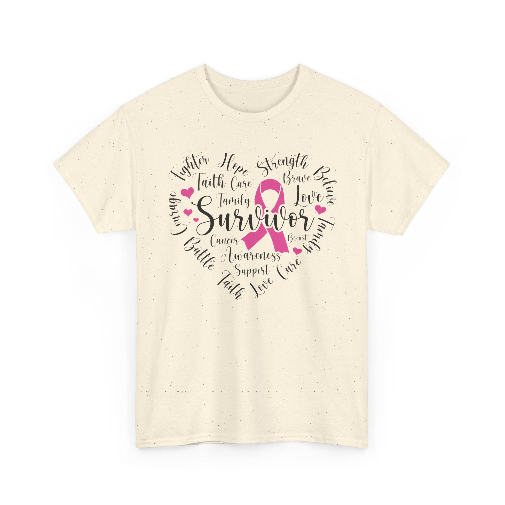 Breast Cancer Survivor Heart T-Shirt – Pink Ribbon Strength Tee