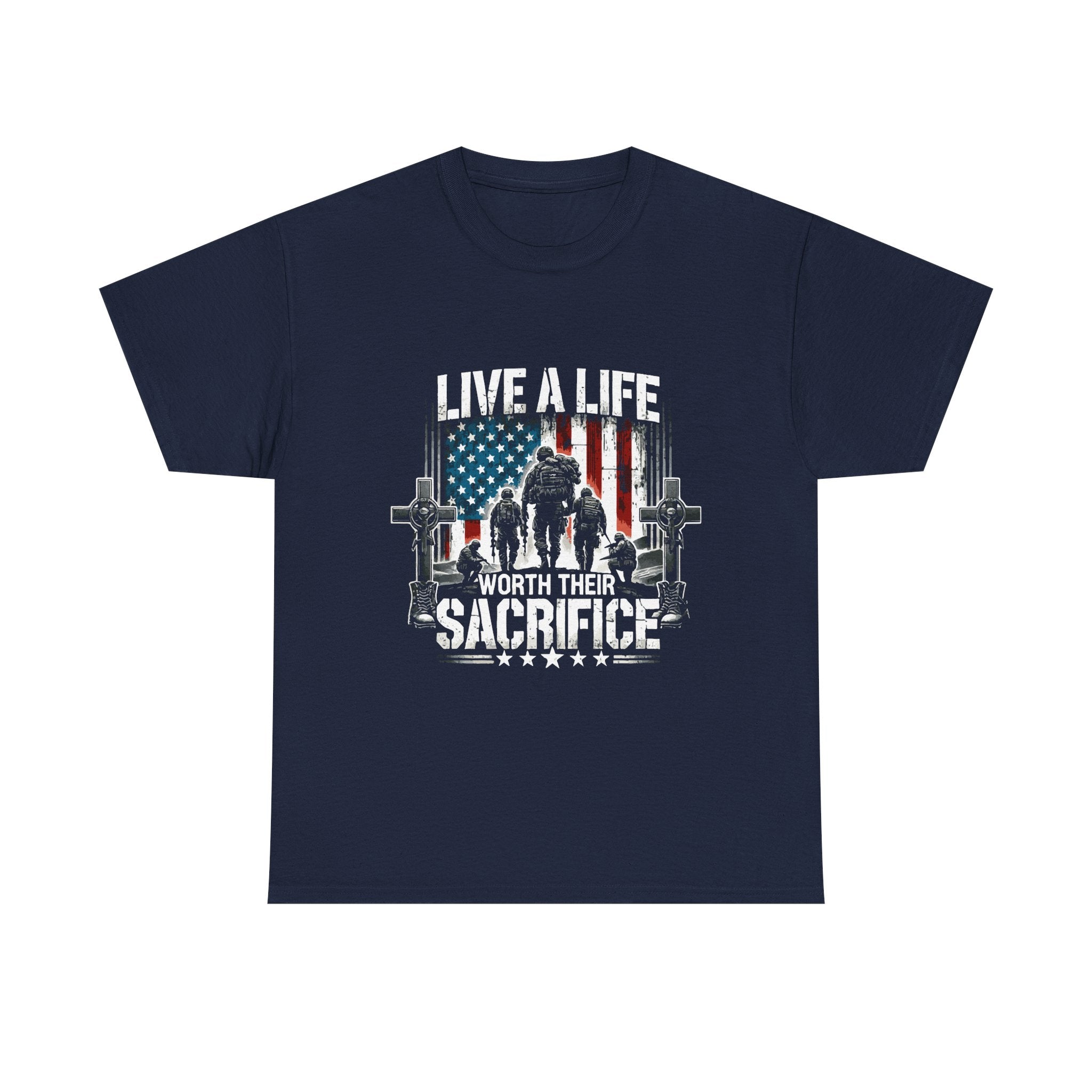 Veteran Tribute T-Shirt — "Live a Life Worth Their Sacrifice" Patriotic Tee