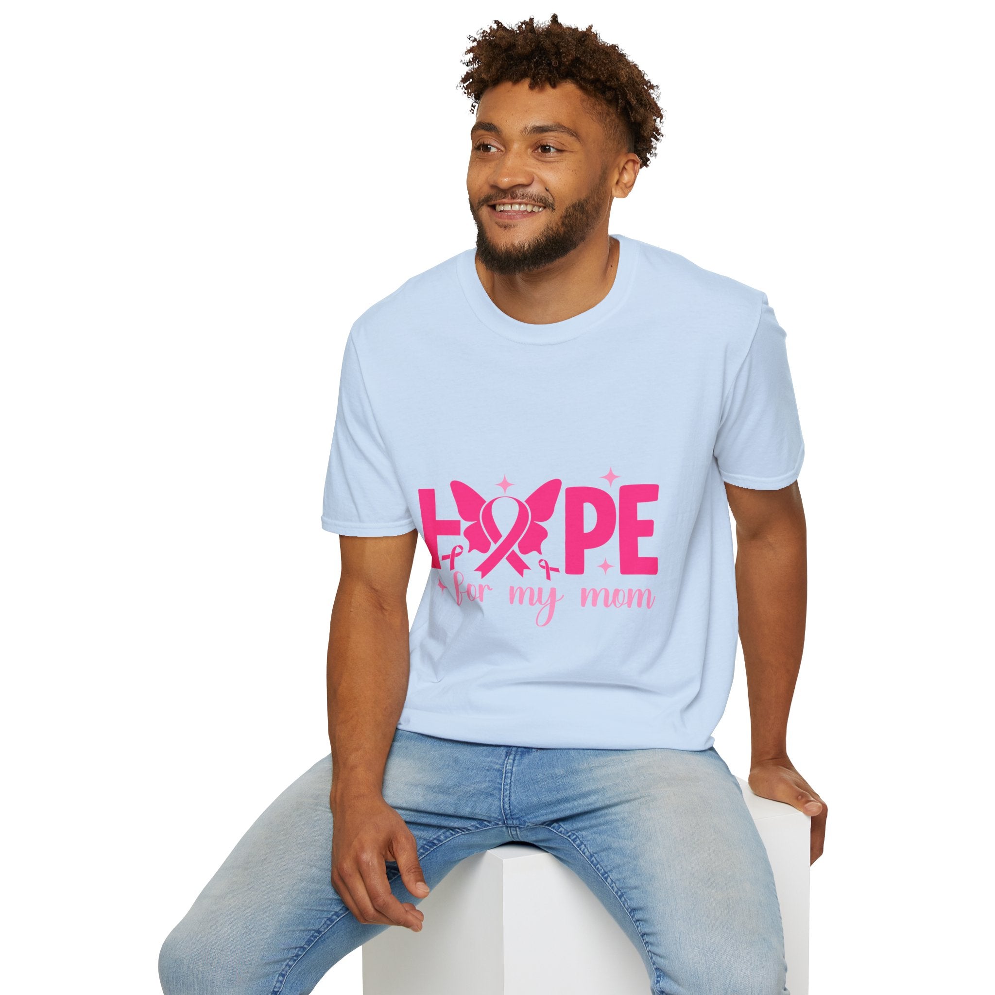 Hope Butterfly Breast Cancer Awareness T-Shirt — “Hope for my mom” Pink Ribbon Tee