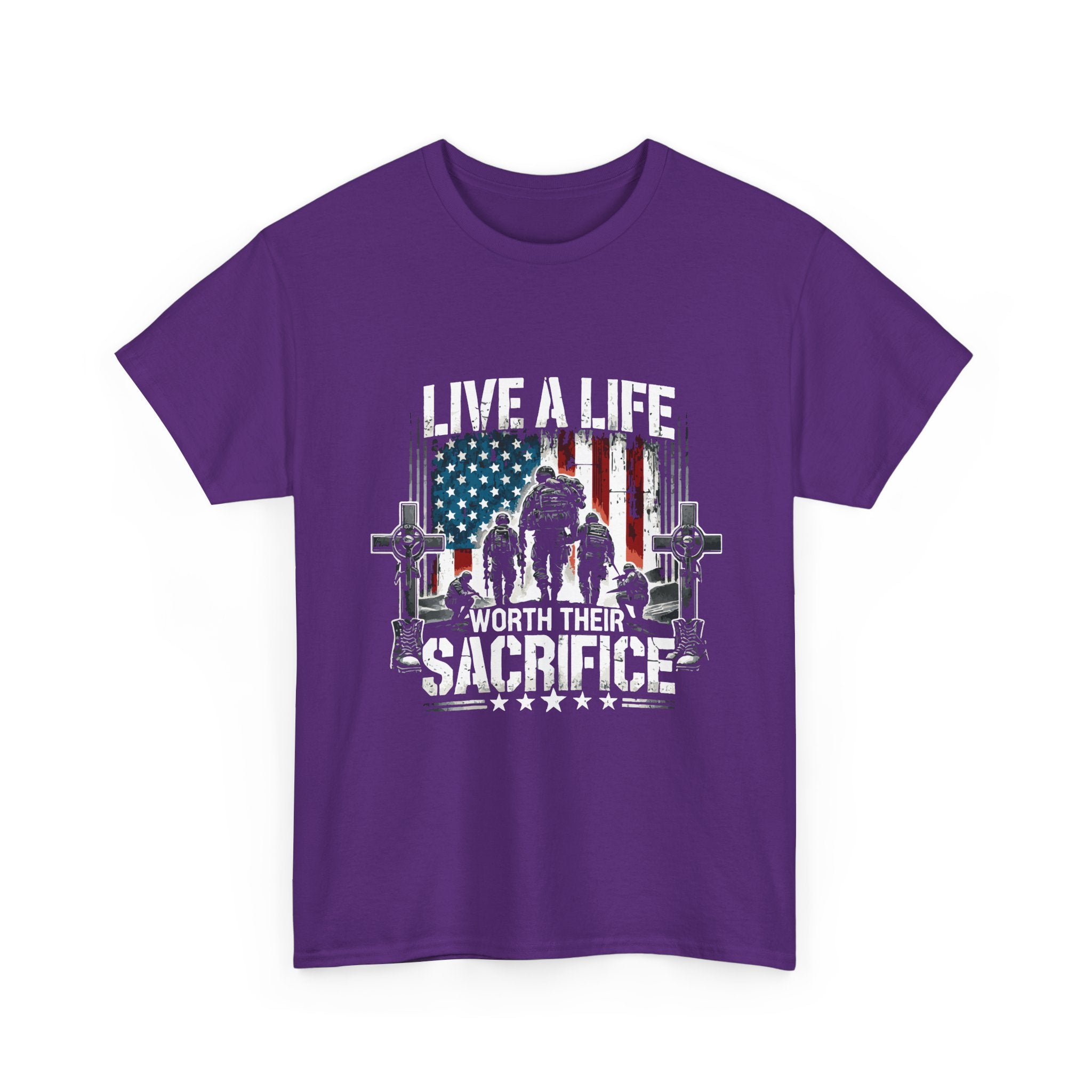 Veteran Tribute T-Shirt — "Live a Life Worth Their Sacrifice" Patriotic Tee