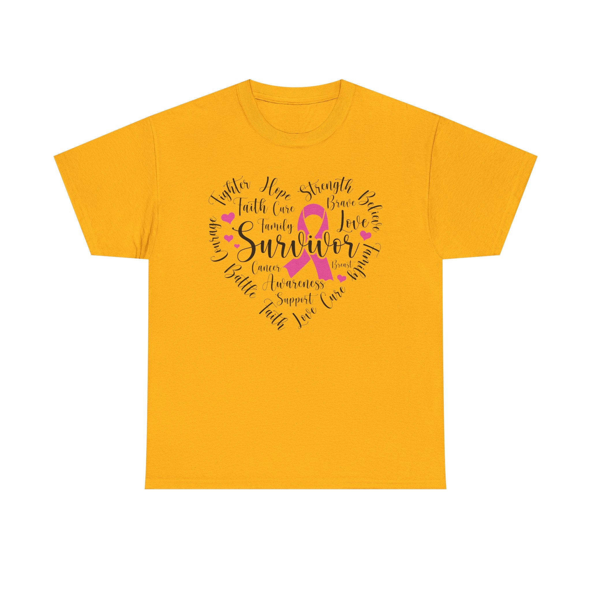 Breast Cancer Survivor Heart T-Shirt – Pink Ribbon Strength Tee