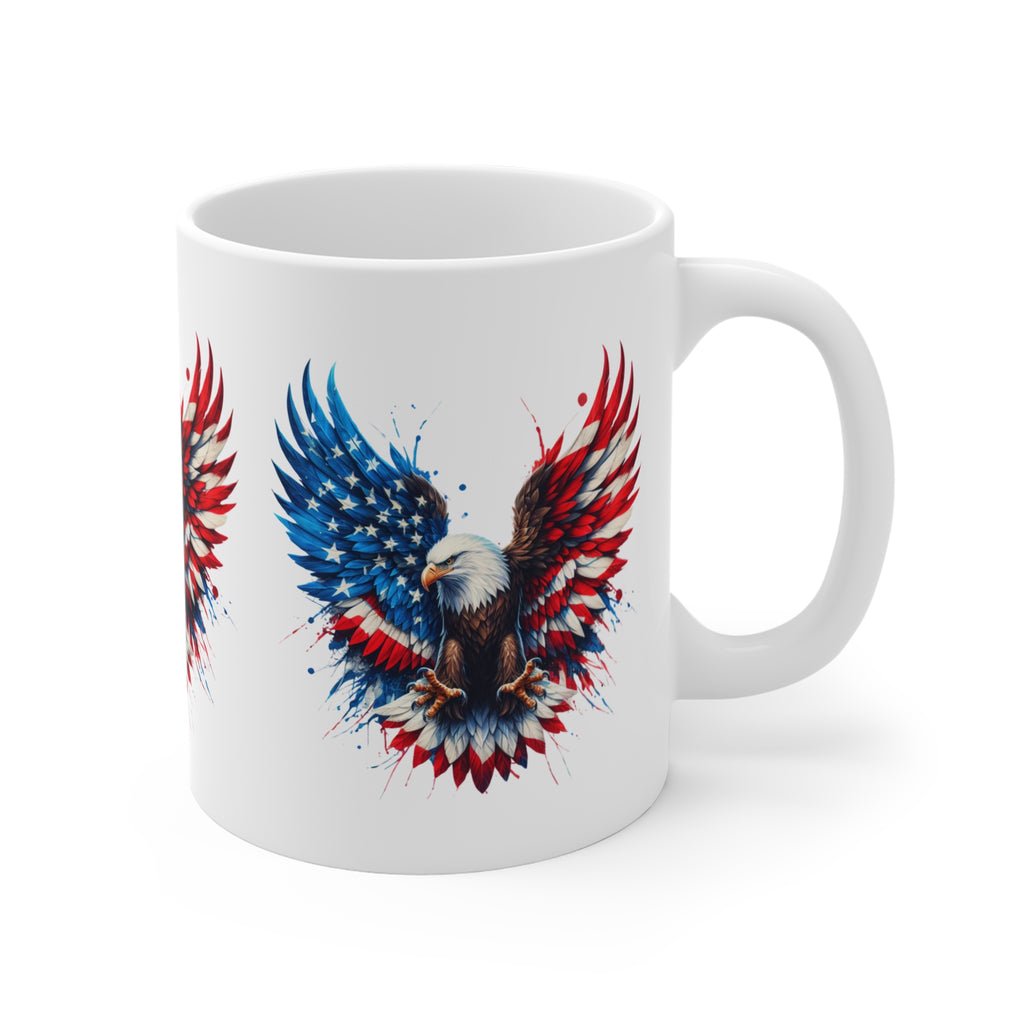 Patriotic Eagle Mug — American Flag Wings 11oz Coffee Cup