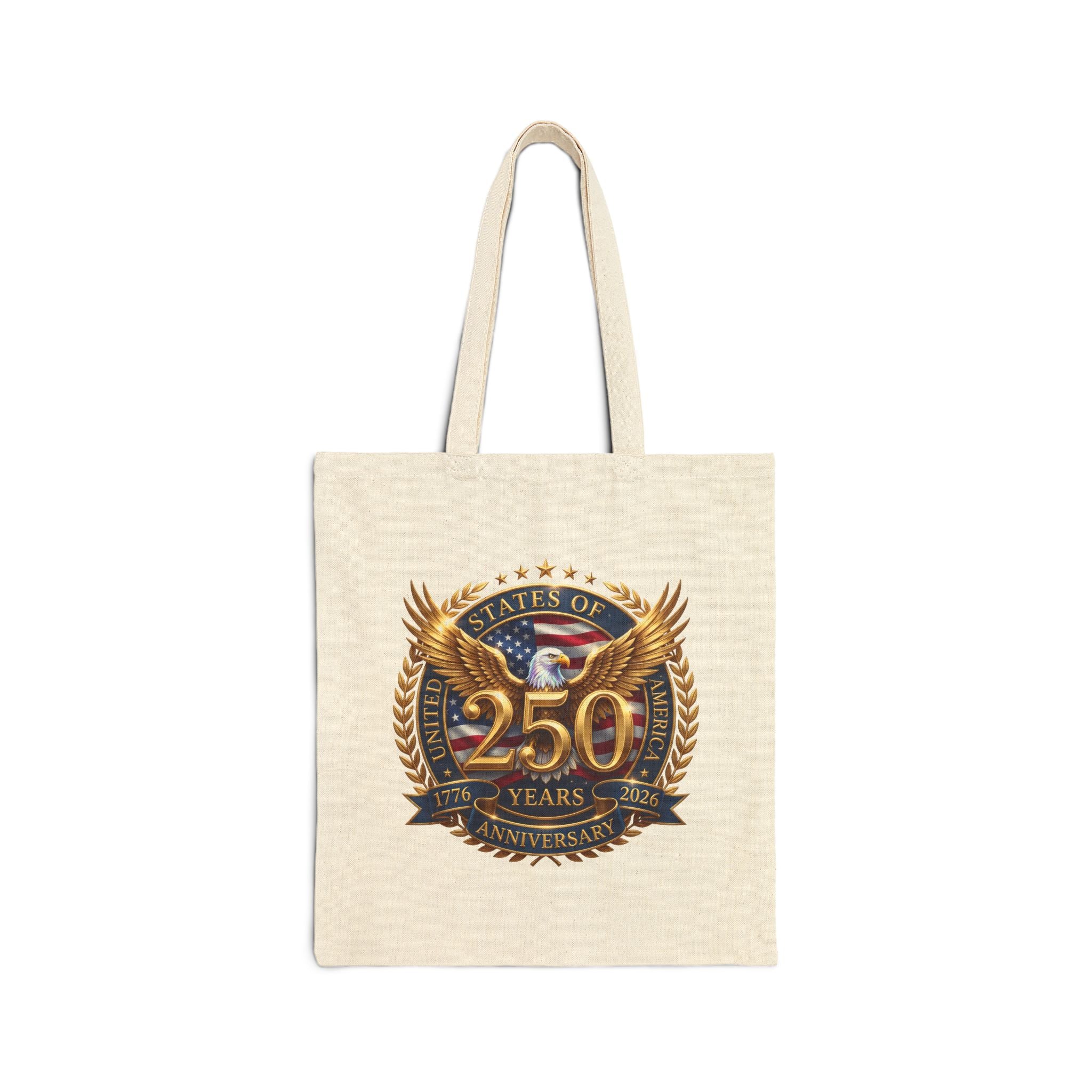 250 Years Anniversary Eagle Shield Cotton Tote Bag – Patriotic Commemorative Tote