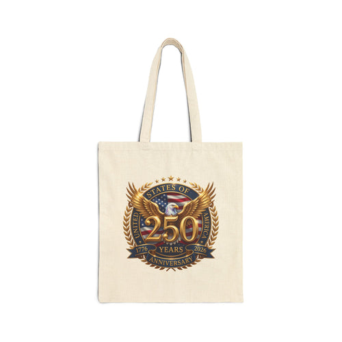 250 Years Anniversary Eagle Shield Cotton Tote Bag – Patriotic Commemorative Tote