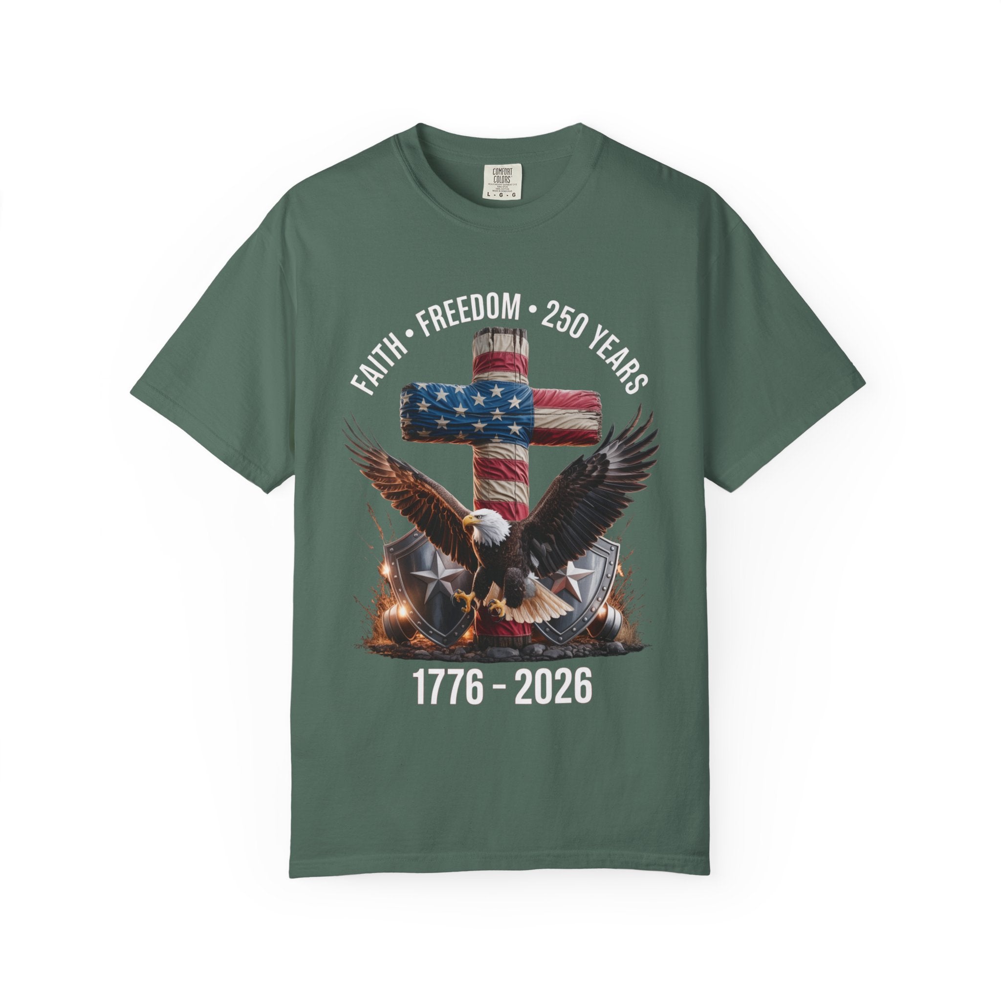 Unisex Garment-Dyed T-shirt Faith Freedom America USA Patriotic