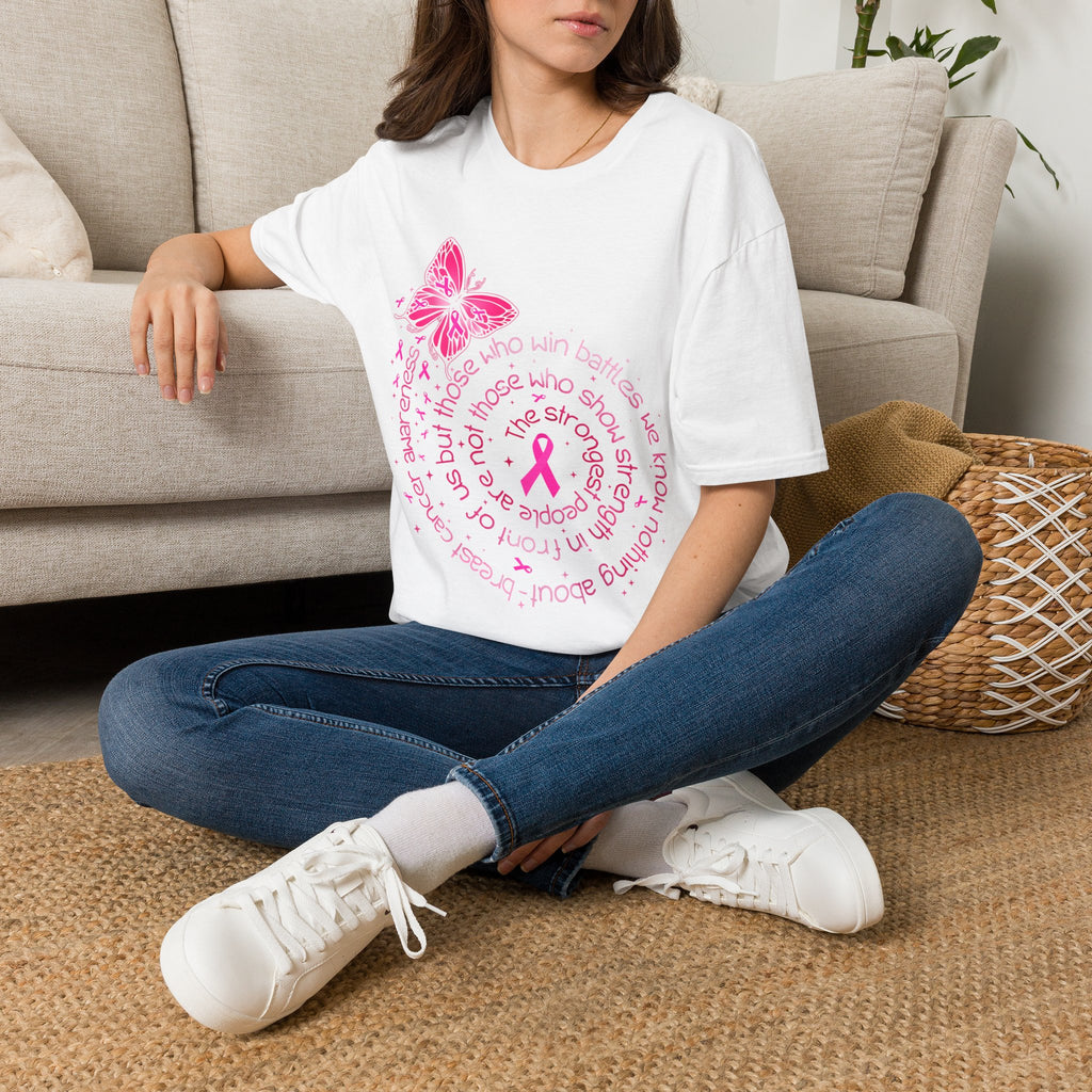 Breast Cancer Awareness Butterfly T-Shirt — Pink Ribbon Survivor Support Tee