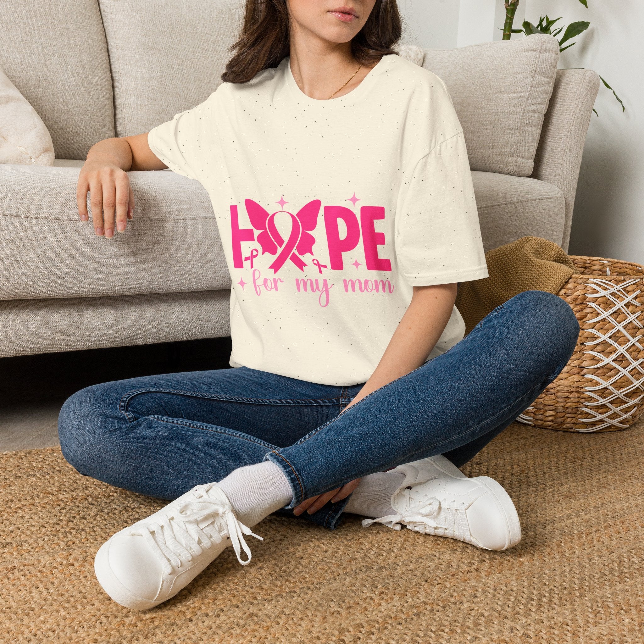 Hope Butterfly Breast Cancer Awareness T-Shirt — “Hope for my mom” Pink Ribbon Tee