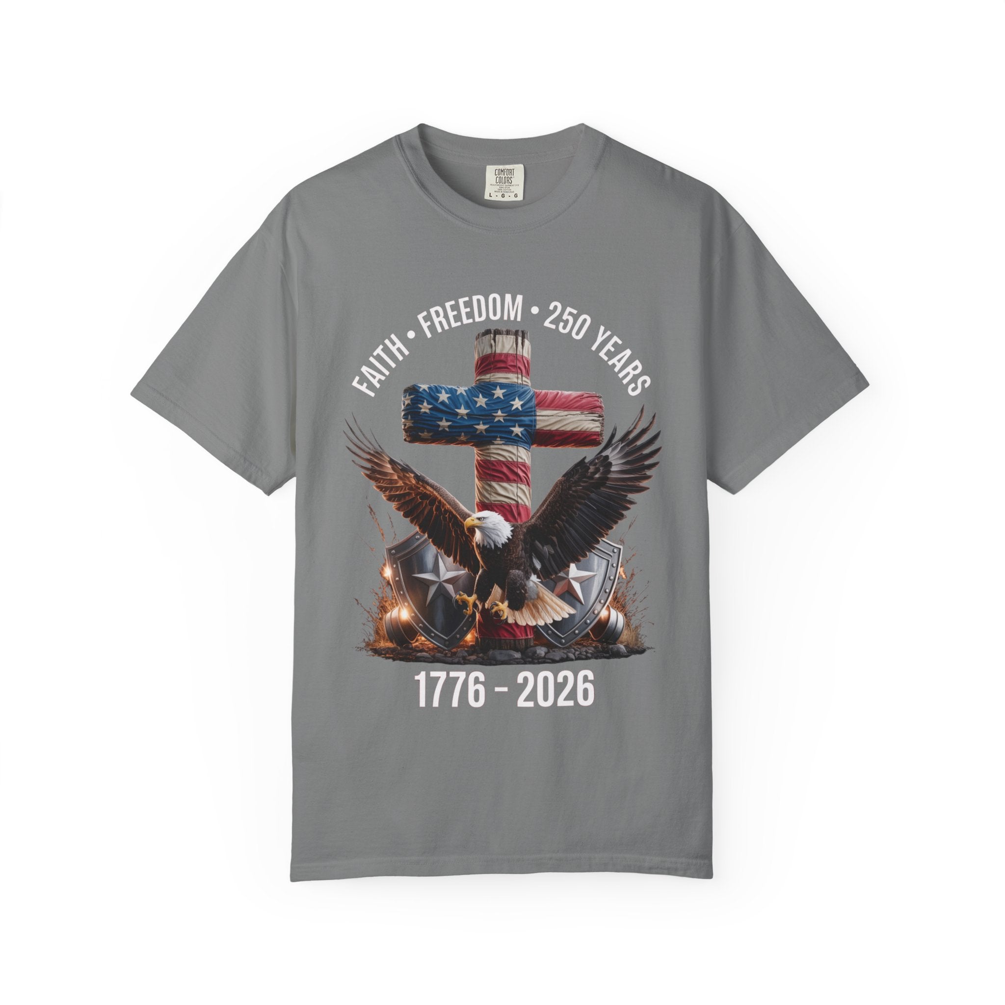Unisex Garment-Dyed T-shirt Faith Freedom America USA Patriotic