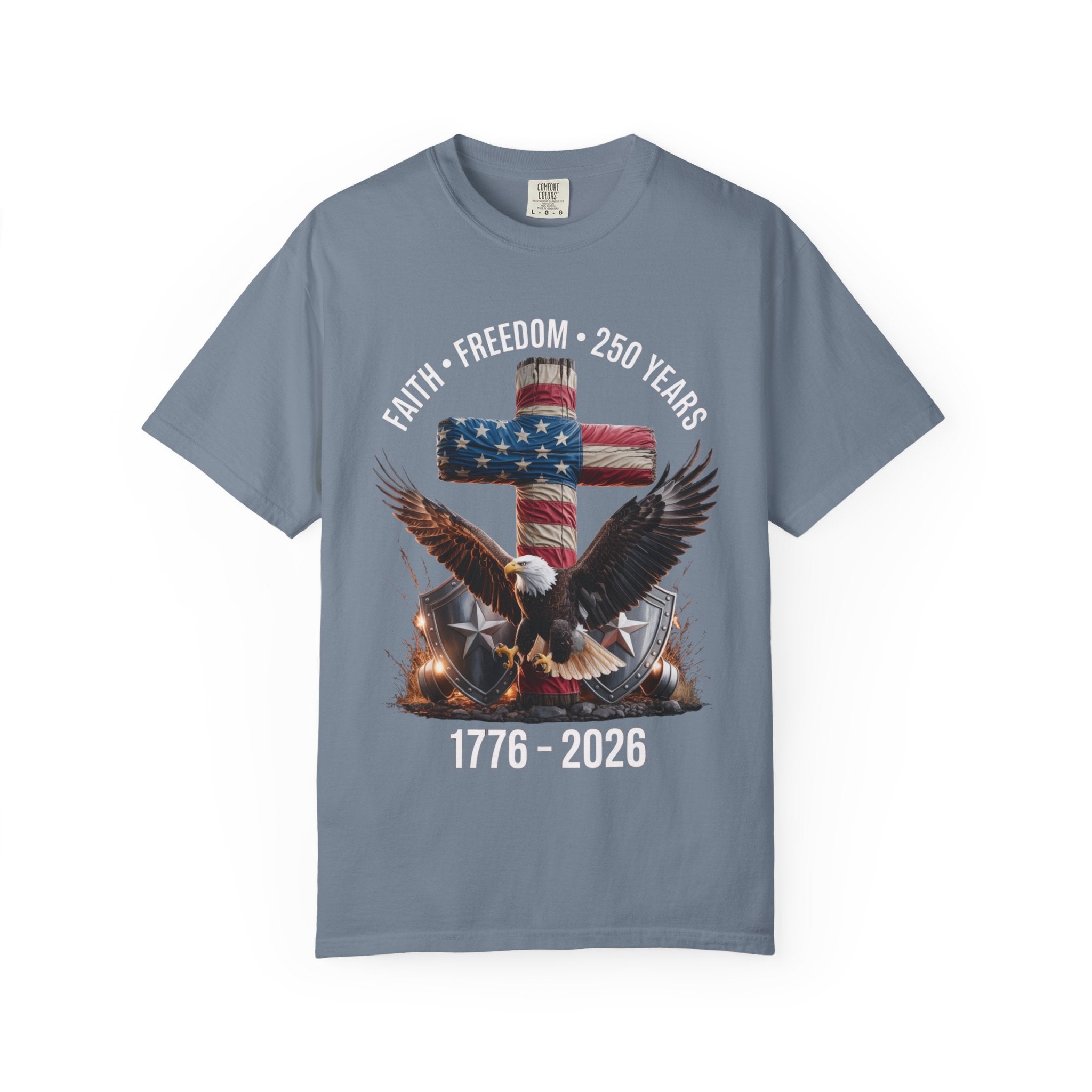 Unisex Garment-Dyed T-shirt Faith Freedom America USA Patriotic